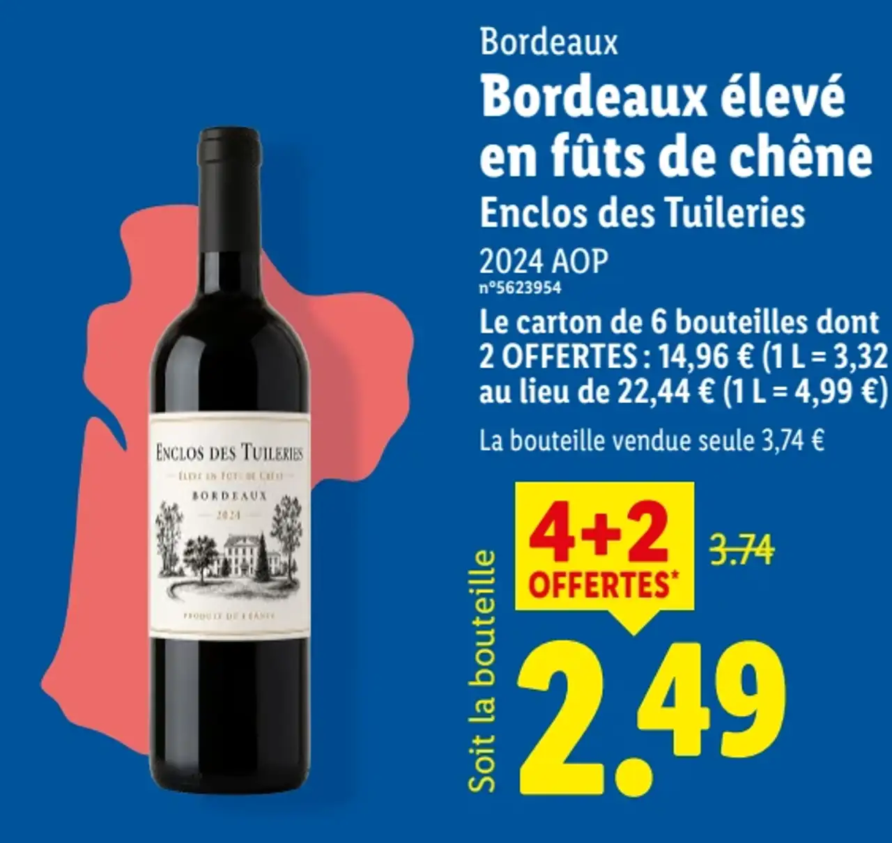 Bordeaux Bordeaux élevé en fûts de chêne Enclos des Tuileries 2024 AOP