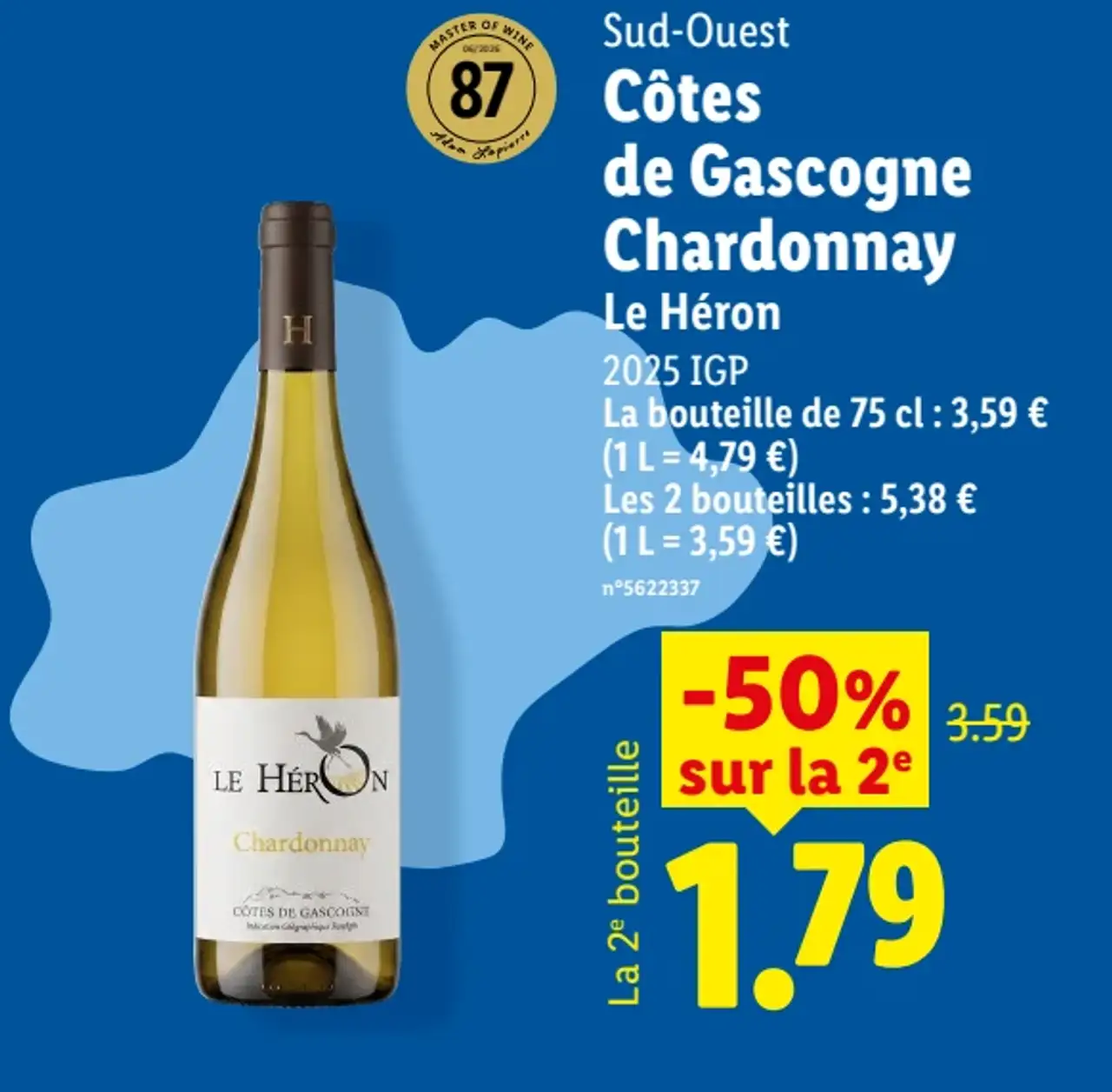 Sud-Ouest Côtes de Gascogne Chardonnay Le Héron 2025 IGP