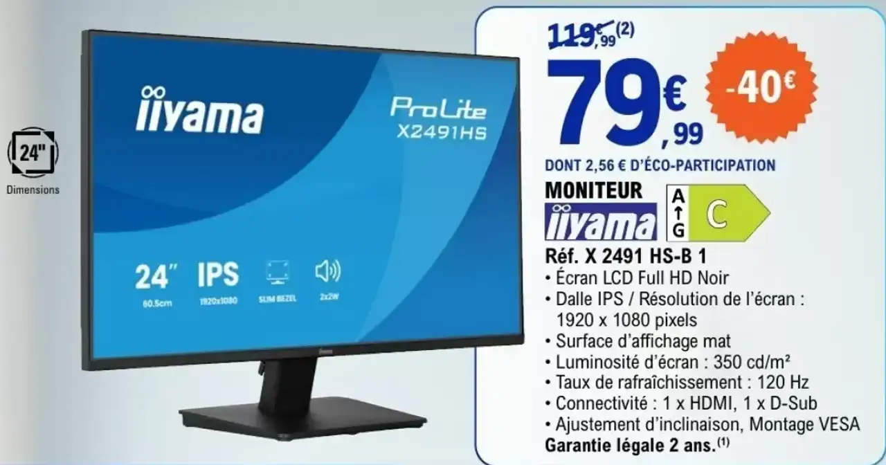 Moniteur iiyama ProLite X2491HS