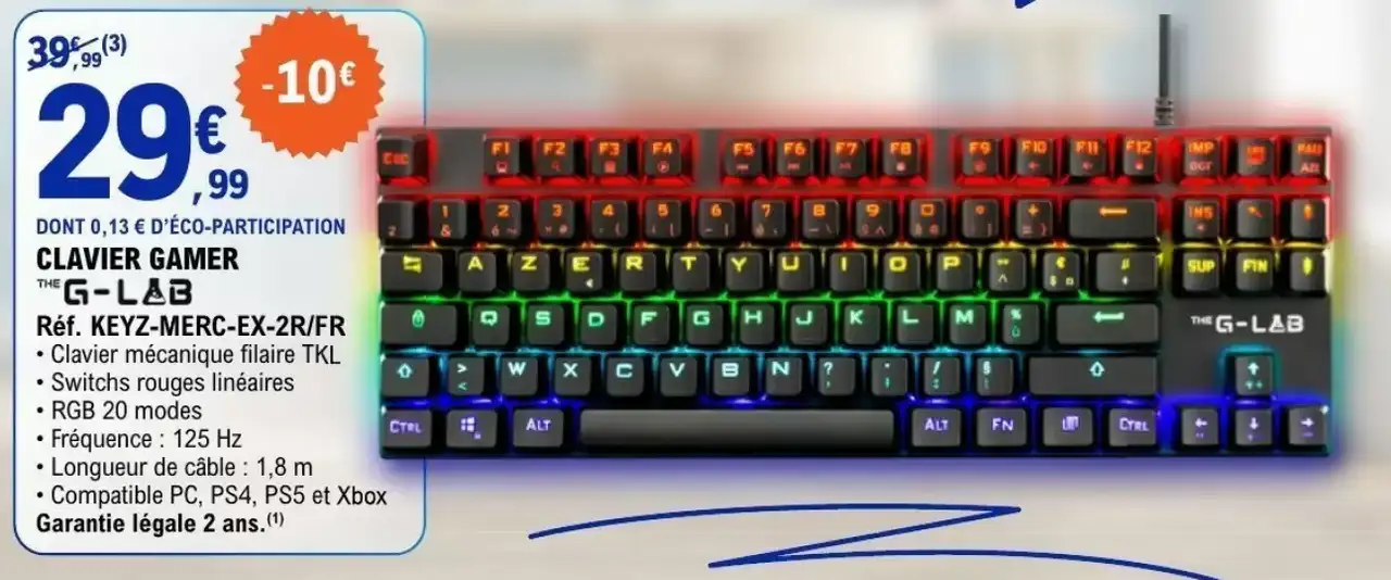 Clavier gamer The G-Lab Réf. KEYZ-MERC-EX-2R/FR