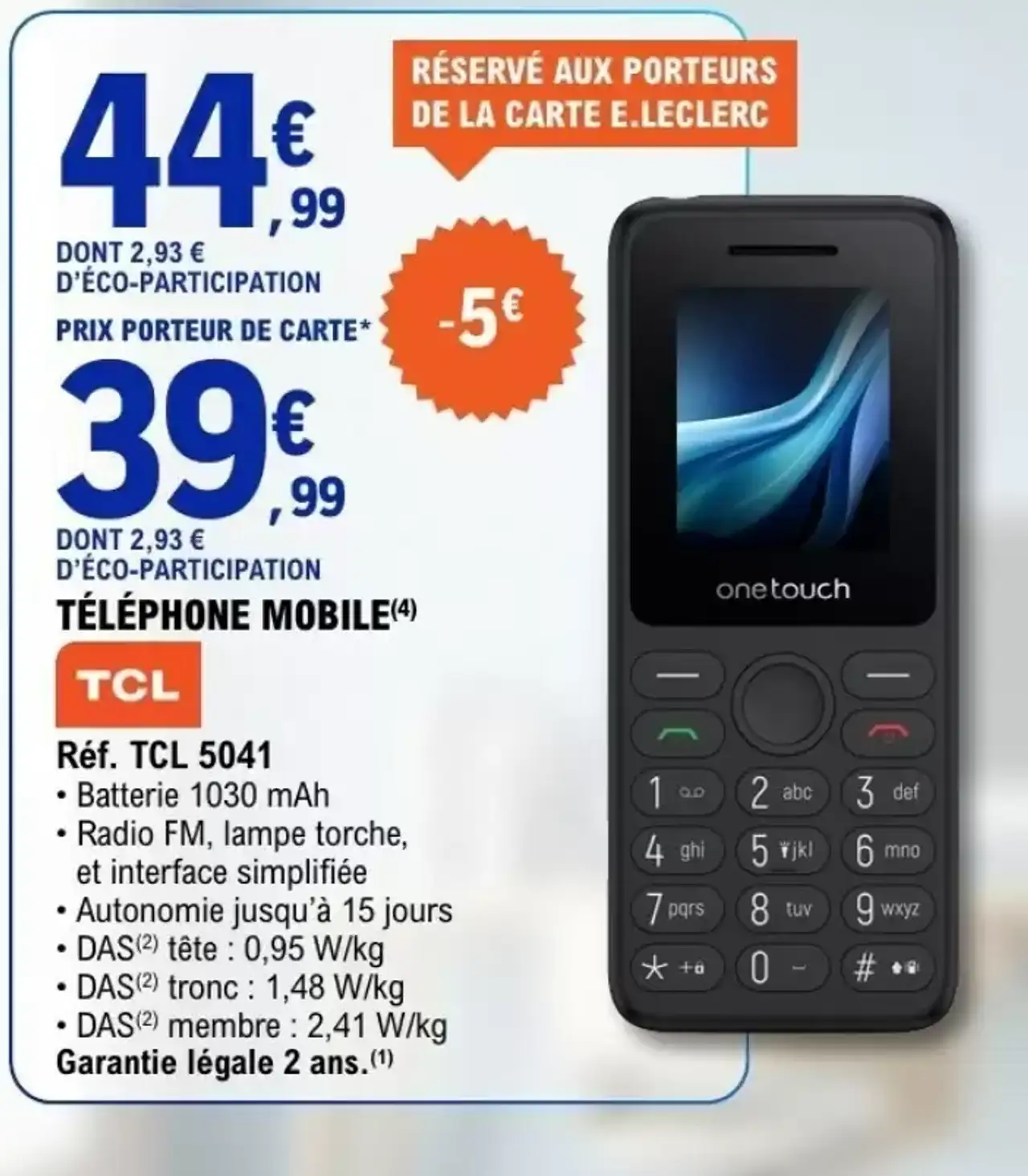 Téléphone mobile TCL Réf. TCL 5041