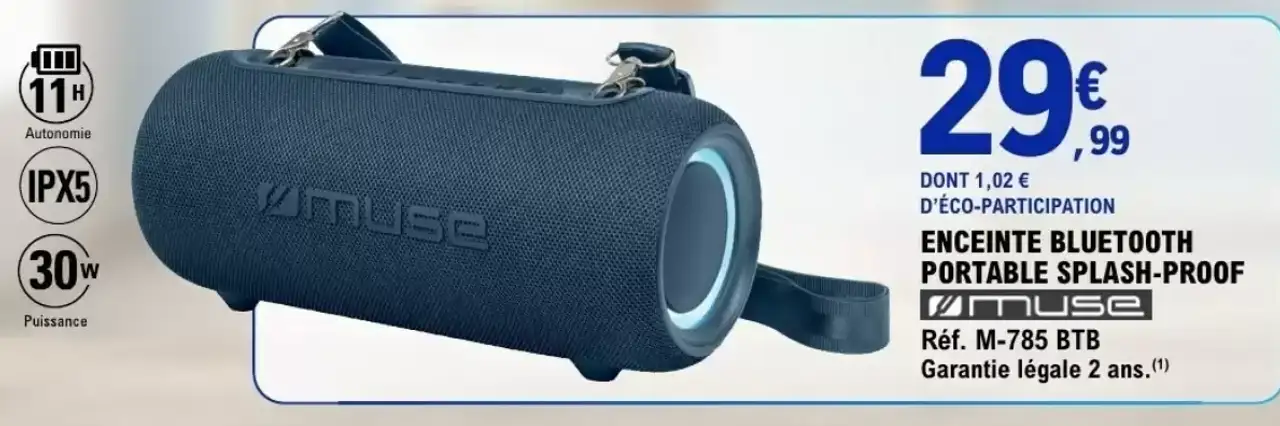 Enceinte Bluetooth Portable Splash-Proof Muse R f. M-785 BTB