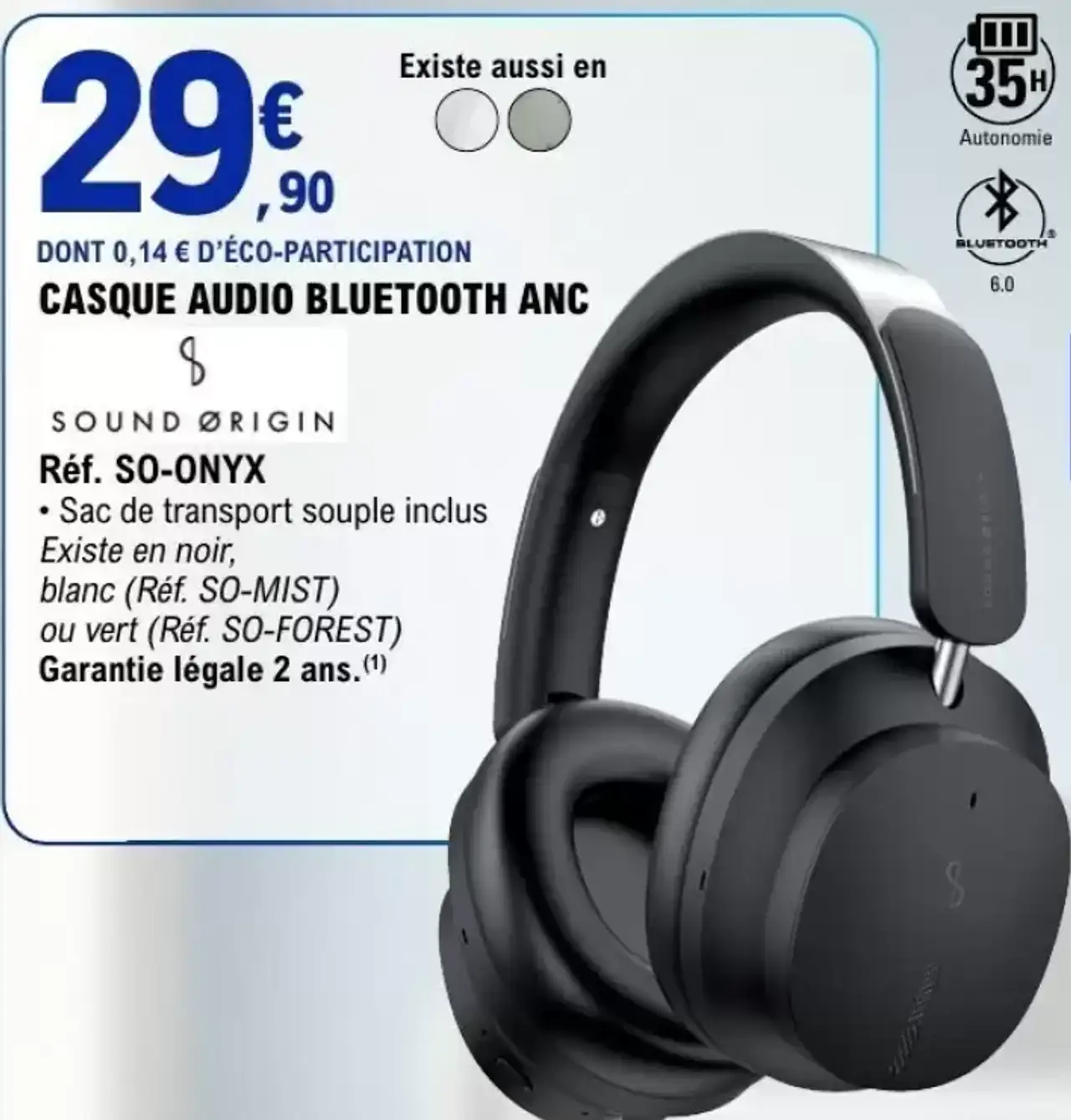 Casque Audio Bluetooth ANC Sound Origin R f. SO-ONYX