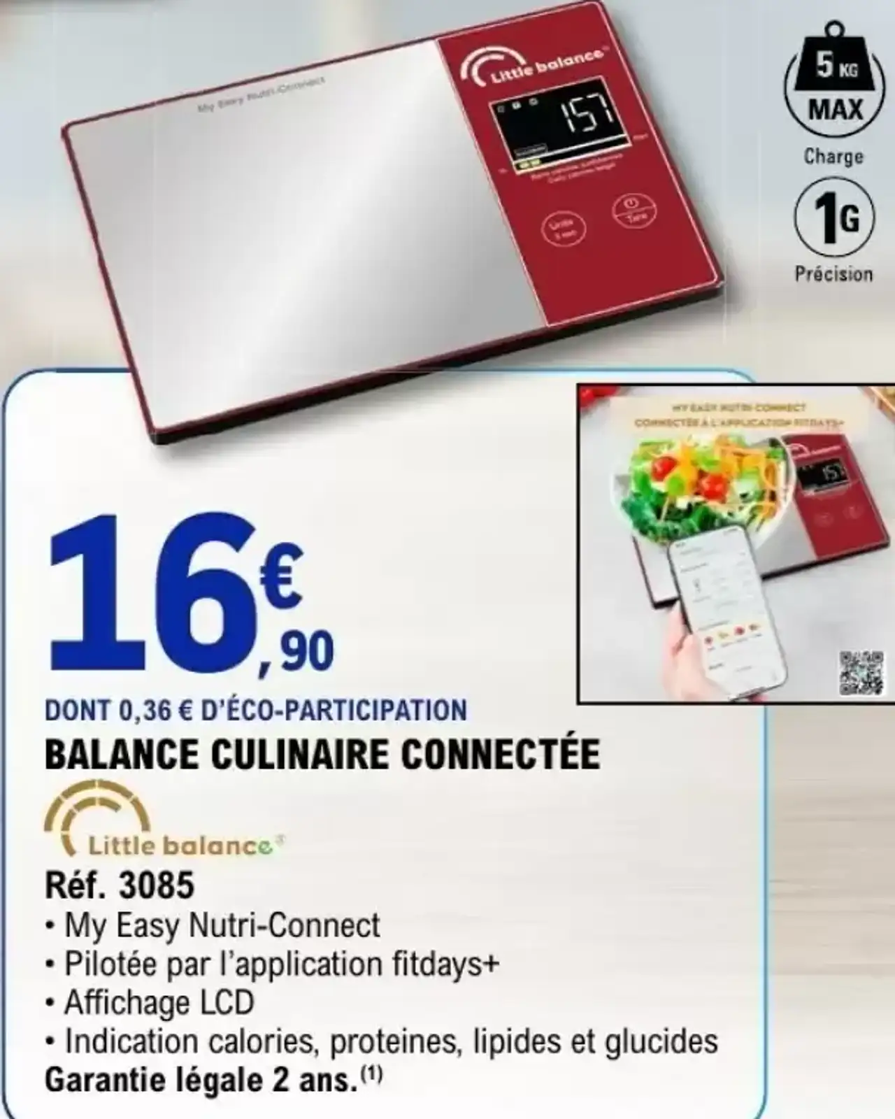 Balance culinaire connectée Little Balance Réf. 3085