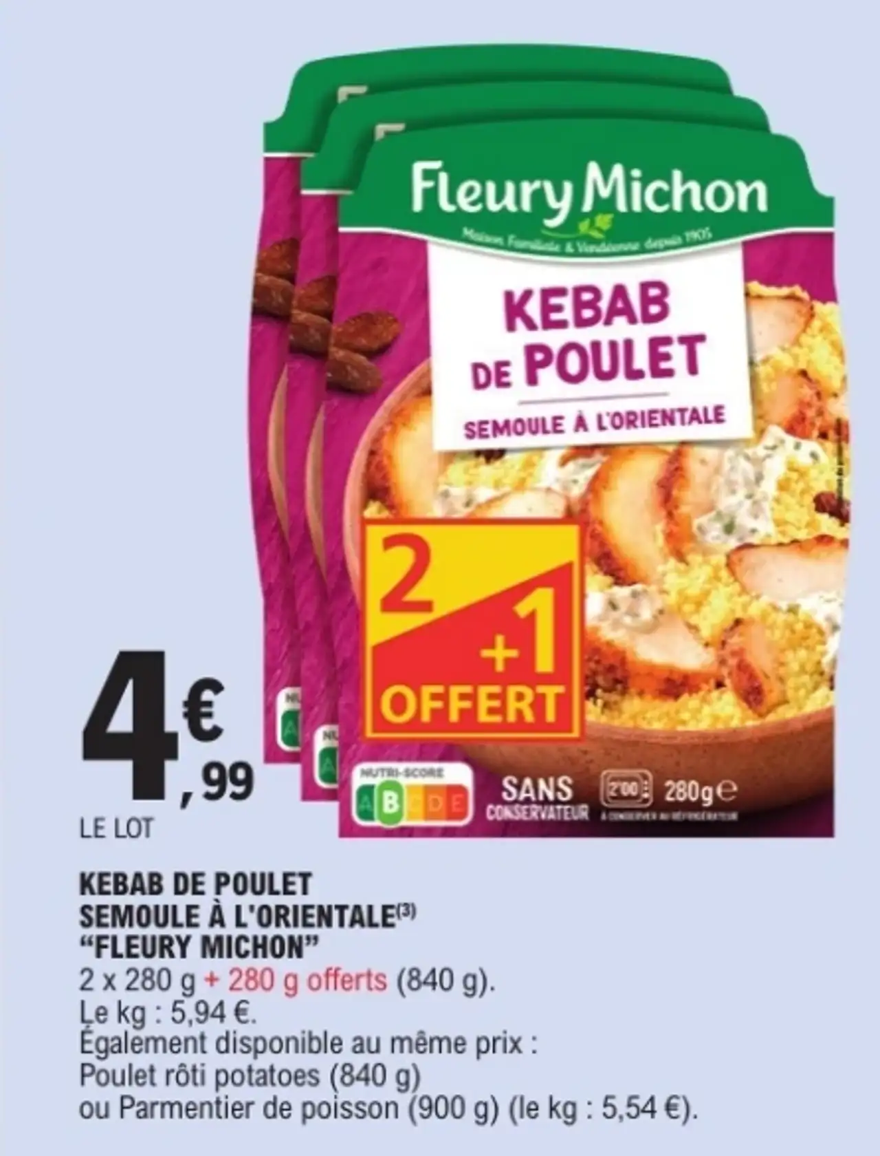 Kebab de poulet semoule a l'orientale "Fleury Michon"