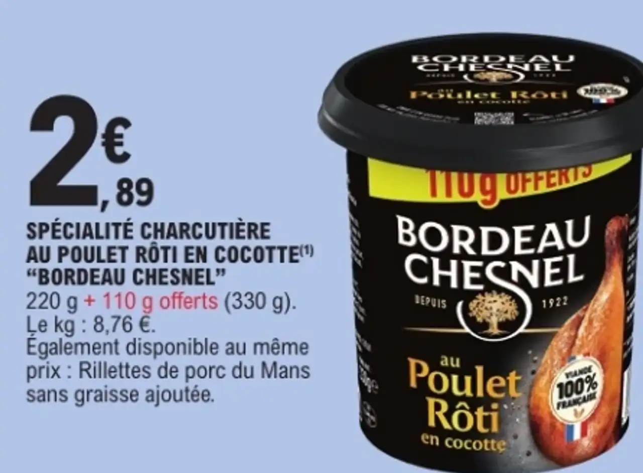 Spécialité charcutière au poulet rôti en cocotte Bordeau Chesnel