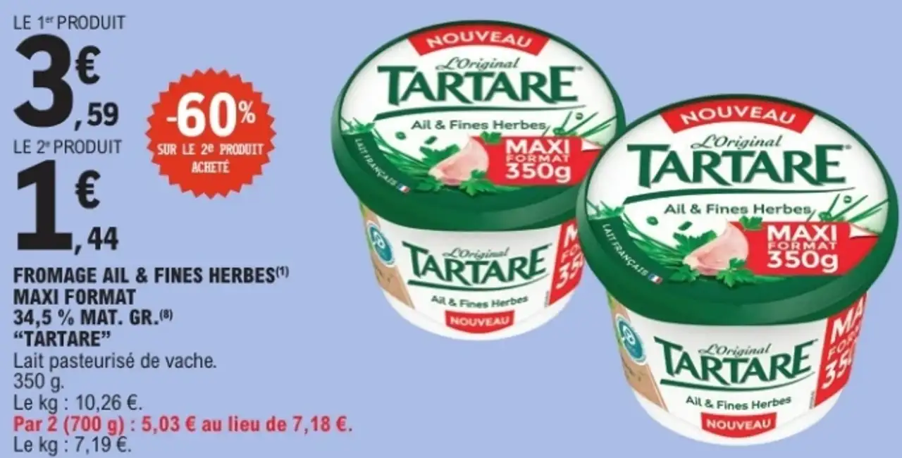 Fromage Ail & Fines Herbes Tartare Maxi Format