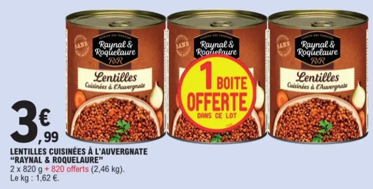 LENTILLES CUISINÉES À L'AUVERGNATE "RAYNAL & ROQUELAURE"