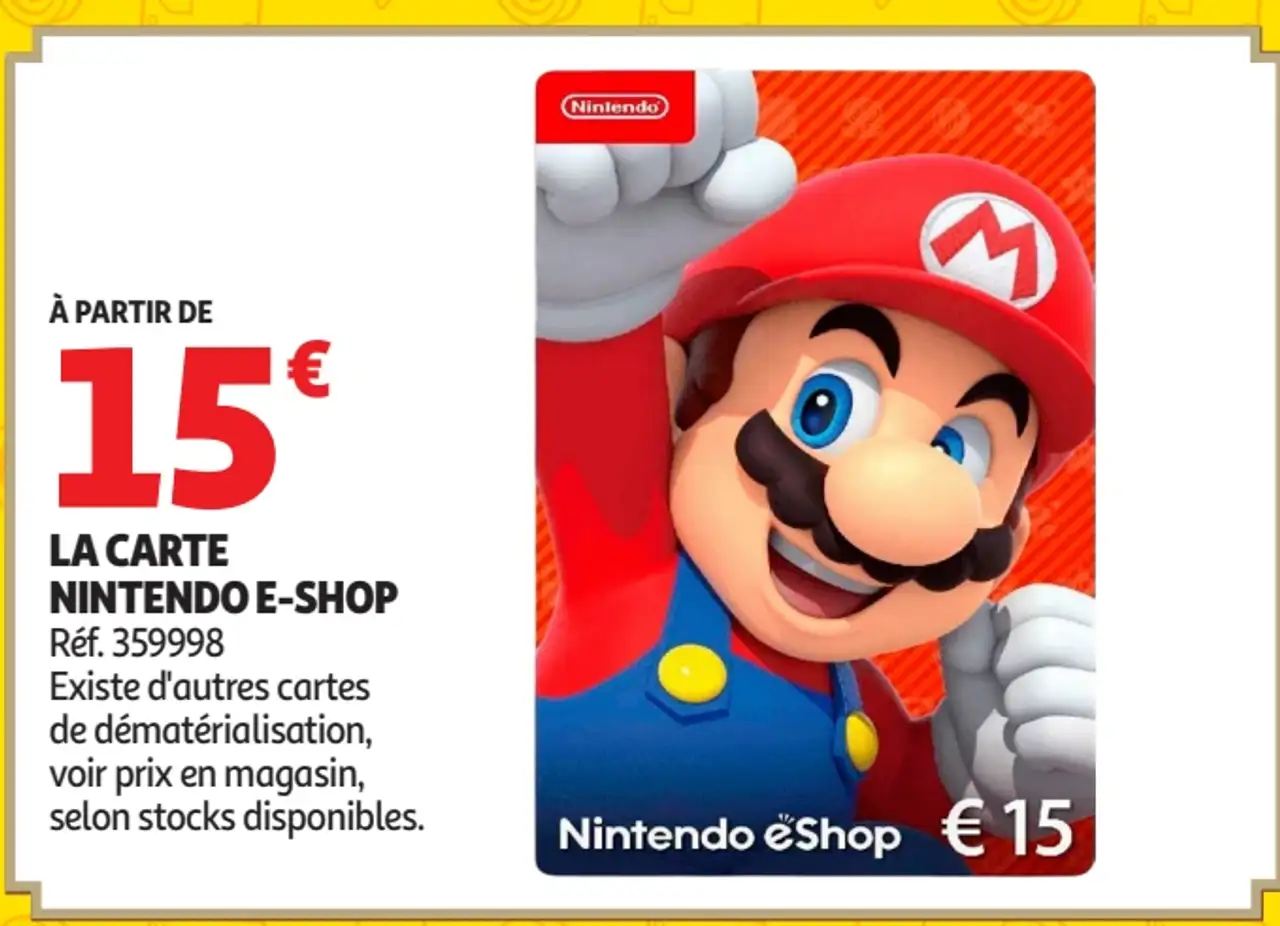 La carte Nintendo e-shop