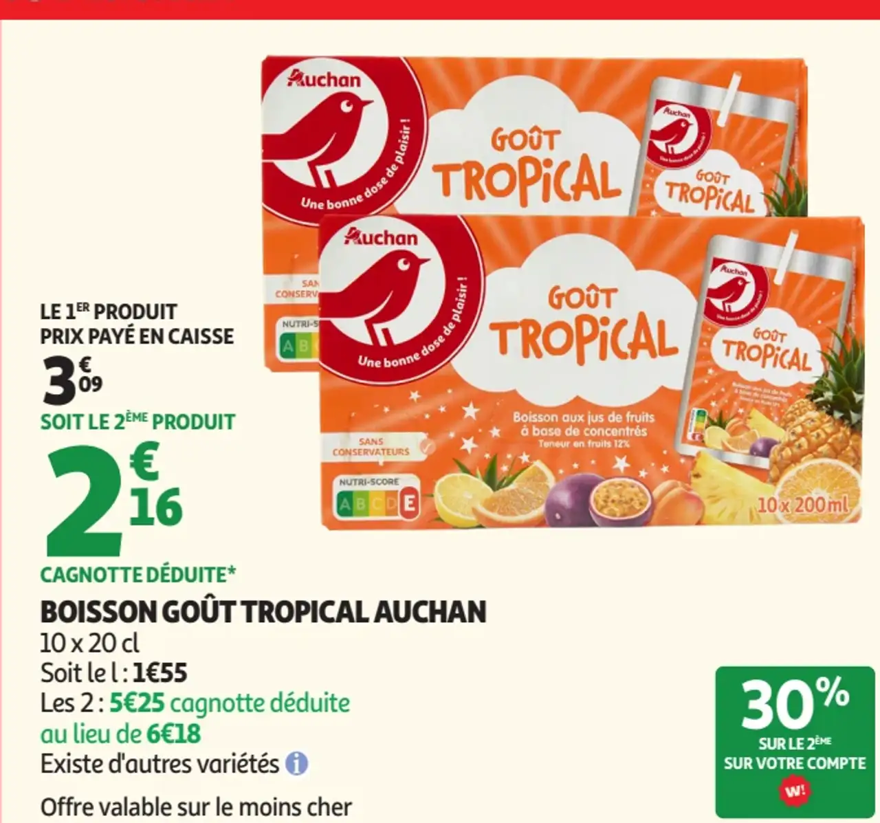 Boisson Goût Tropical Auchan