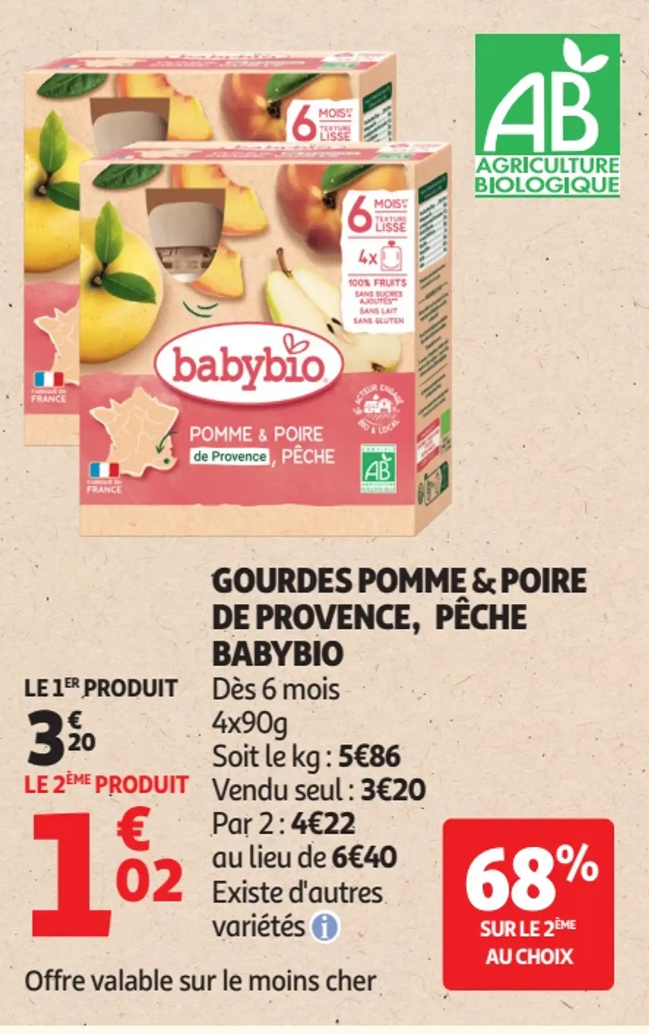 Gourdes pomme & poire de Provence, pêche Babybio