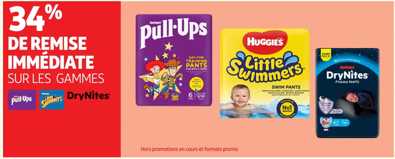 Gammes Huggies Pull-Ups, Little Swimmers et DryNites