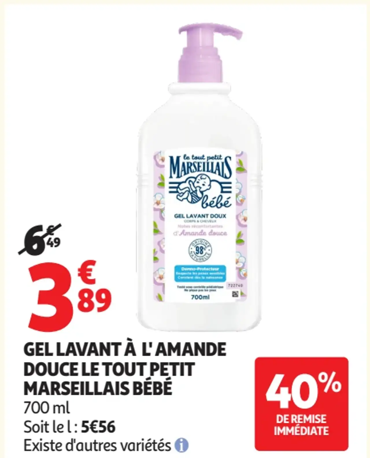 Gel lavant à l'amande douce Le Petit Marseillais Bébé