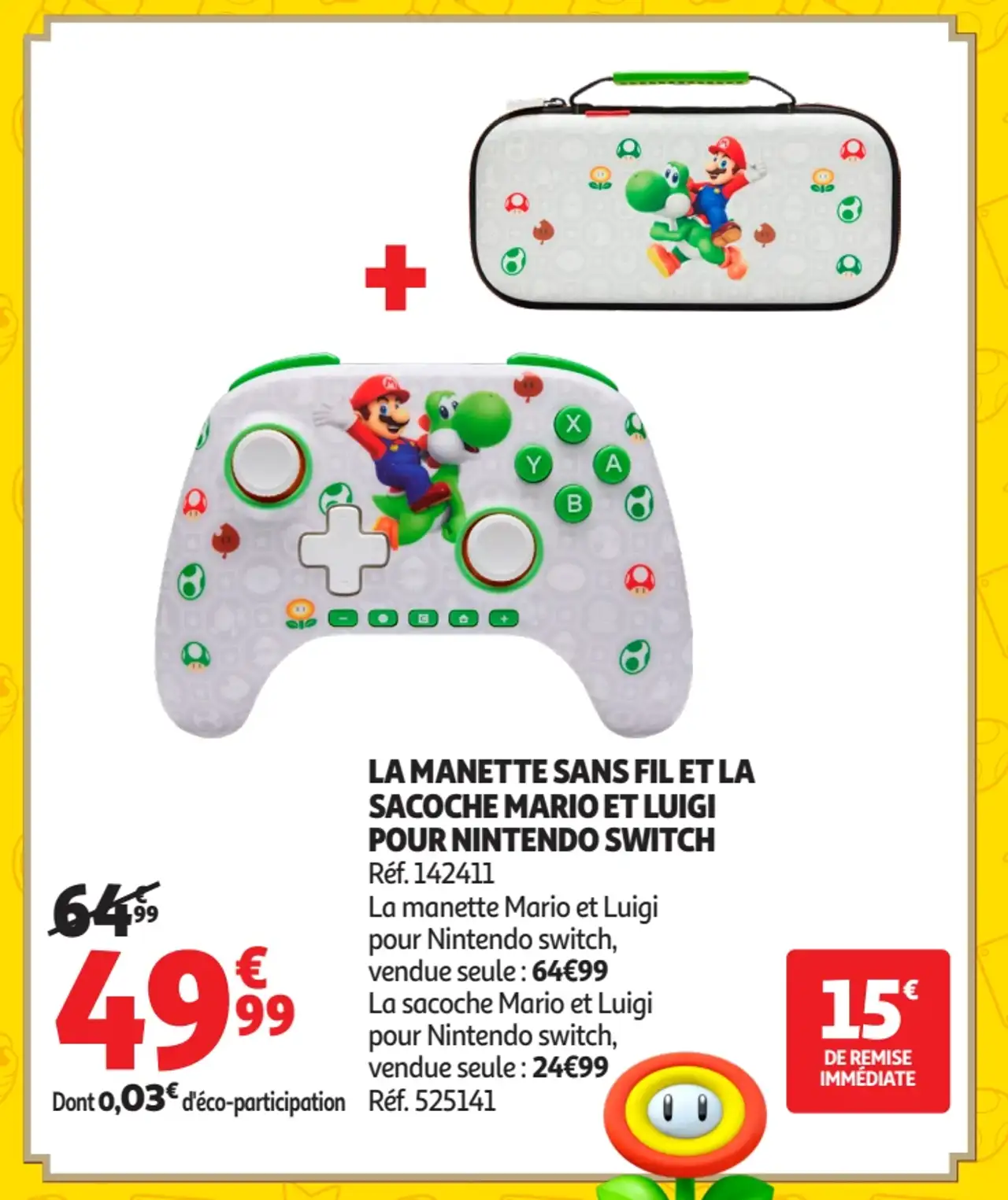LA MANETTE SANS FIL ET LA SACOCHE MARIO ET LUIGI POUR NINTENDO SWITCH