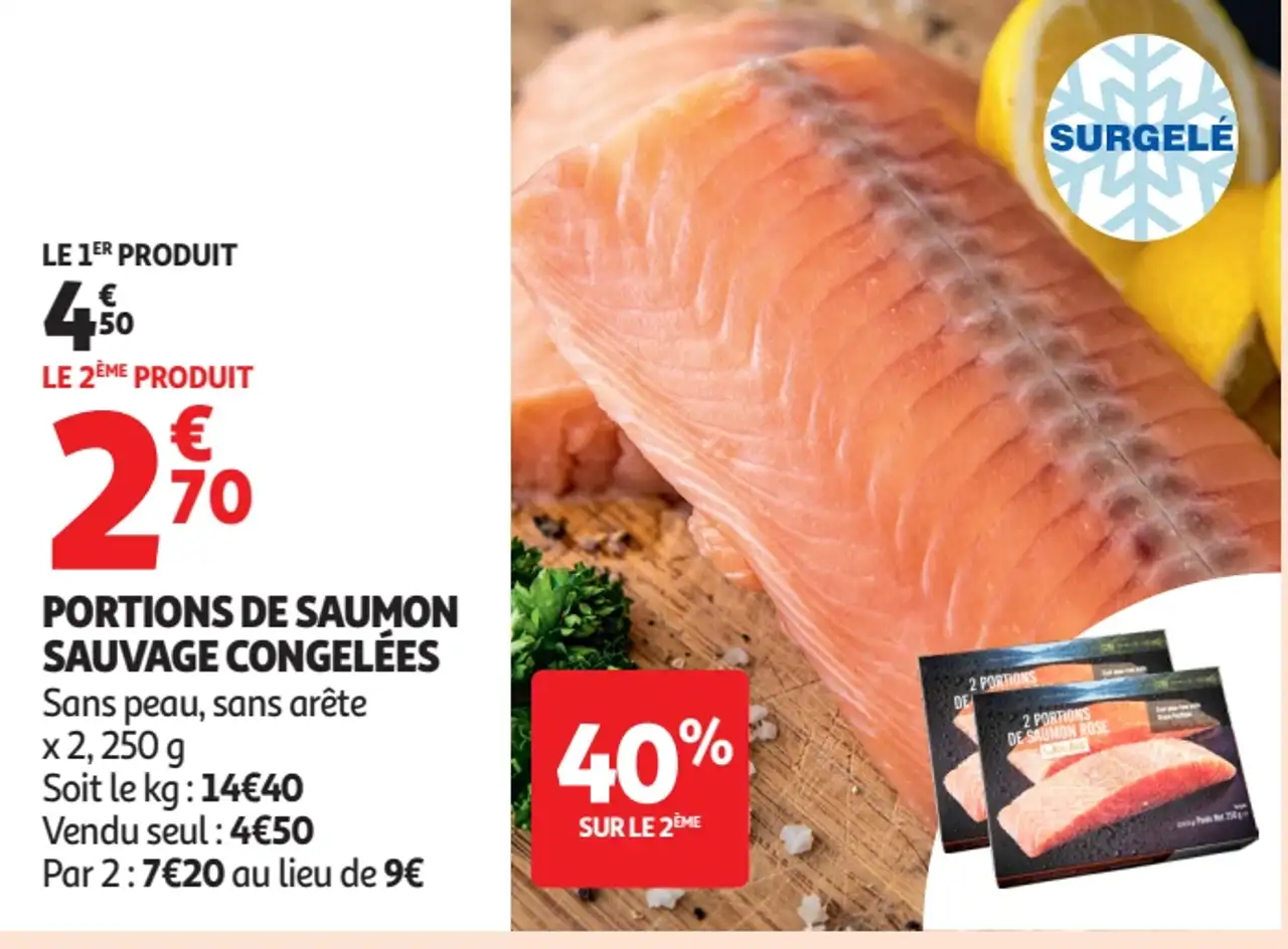 Portions de saumon sauvage congelées