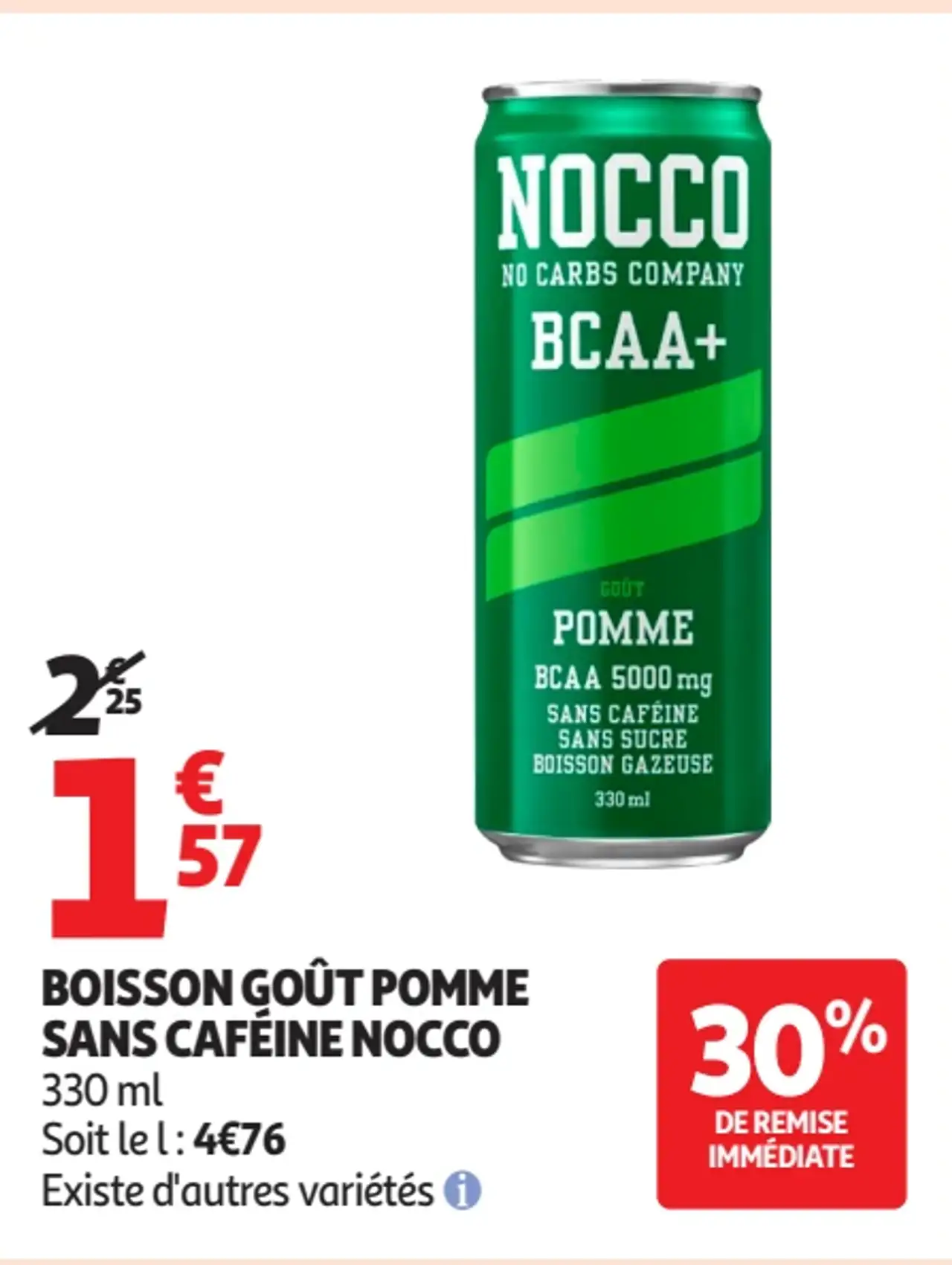 Boisson goût pomme sans caféine Nocco BCAA+