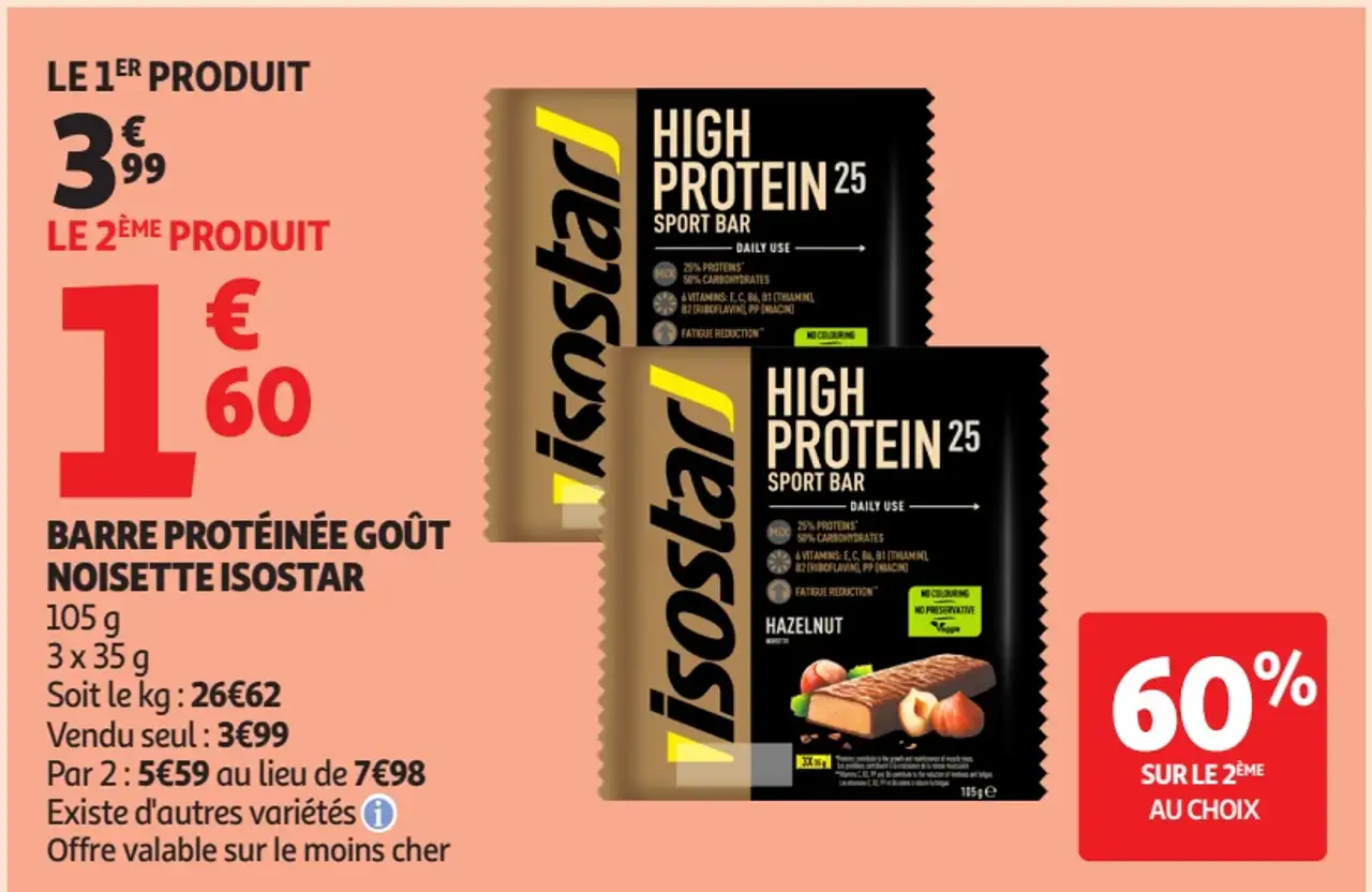 Barre protéinée goût noisette Isostar High Protein 25