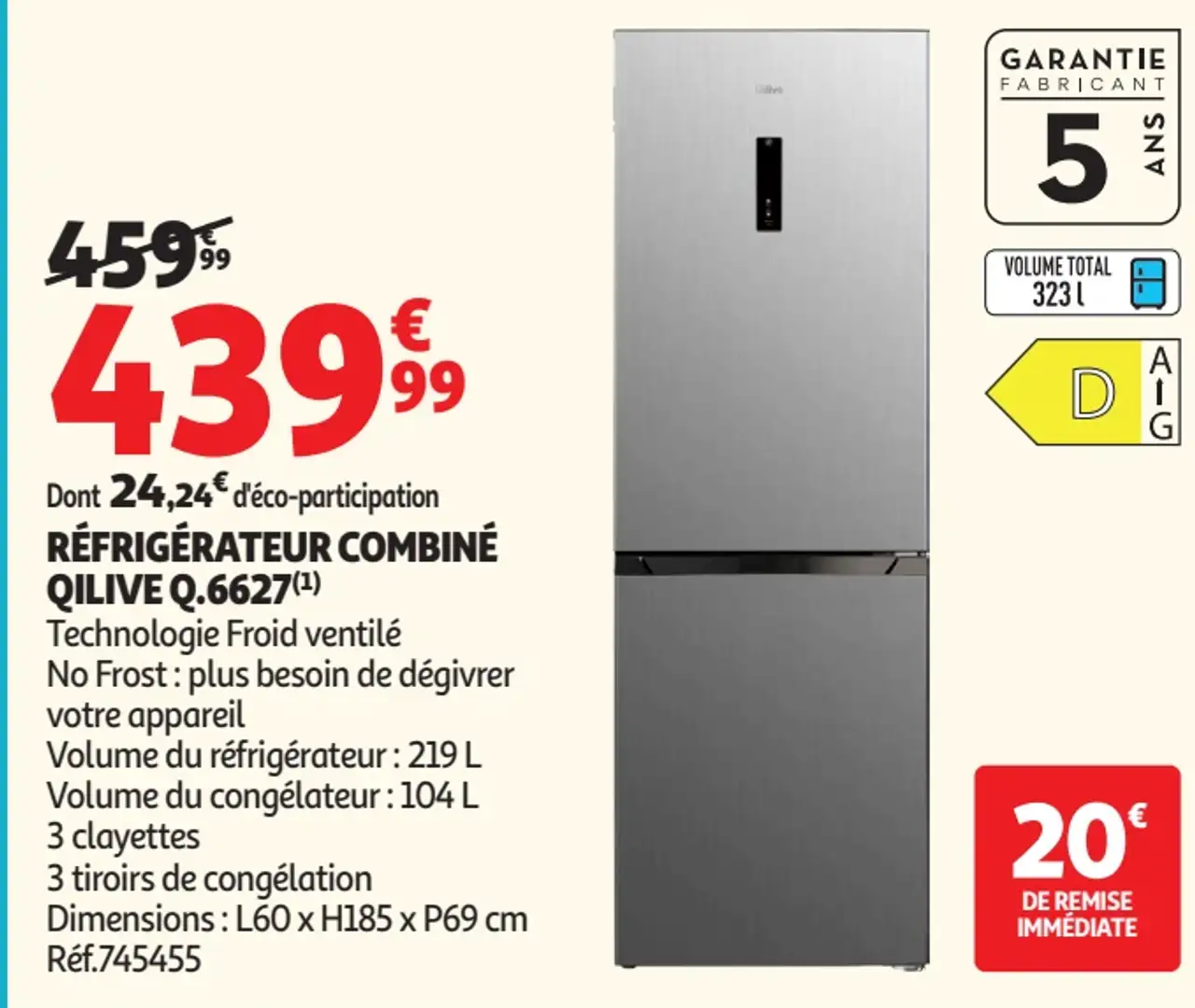 Réfrigérateur combiné Qilive Q.6627