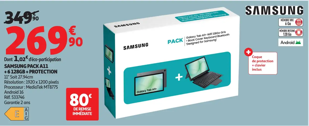 SAMSUNG PACK A11 + 6 128GB + PROTECTION