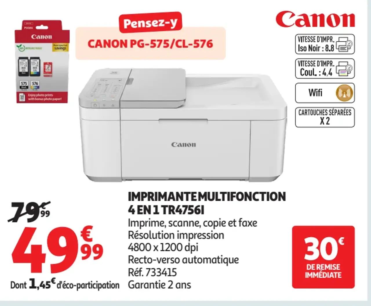 IMPRIMANTE MULTIFONCTION 4 EN 1 CANON TR4756I