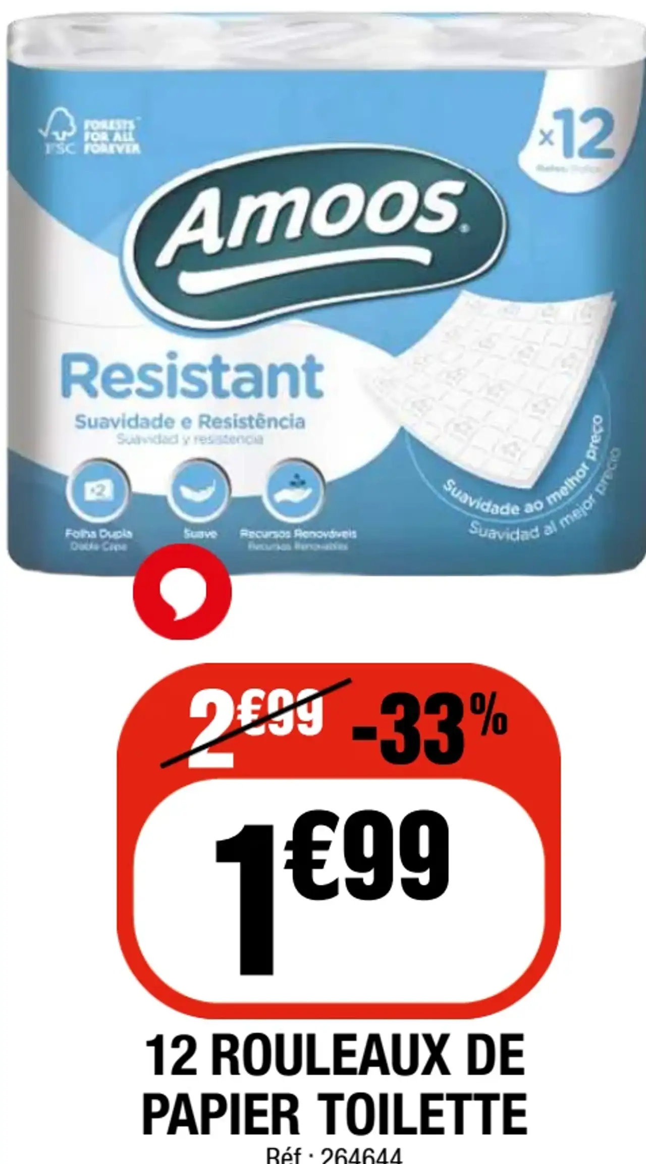 Amoos Resistant 12 Rouleaux De Papier Toilette