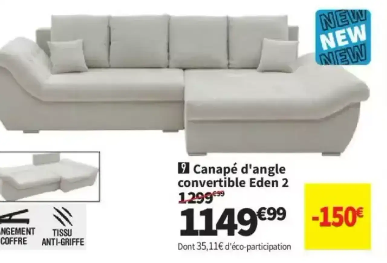 Canapé d'angle convertible Eden 2