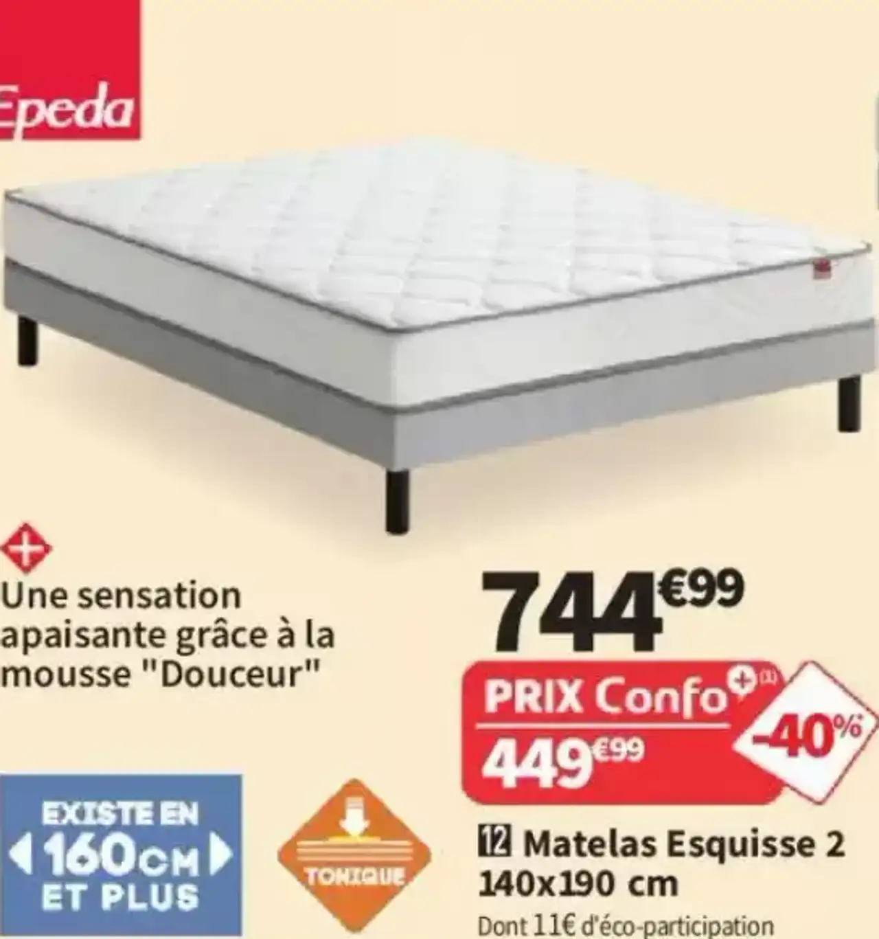 Epéda Matelas Esquisse 2 140x190 cm