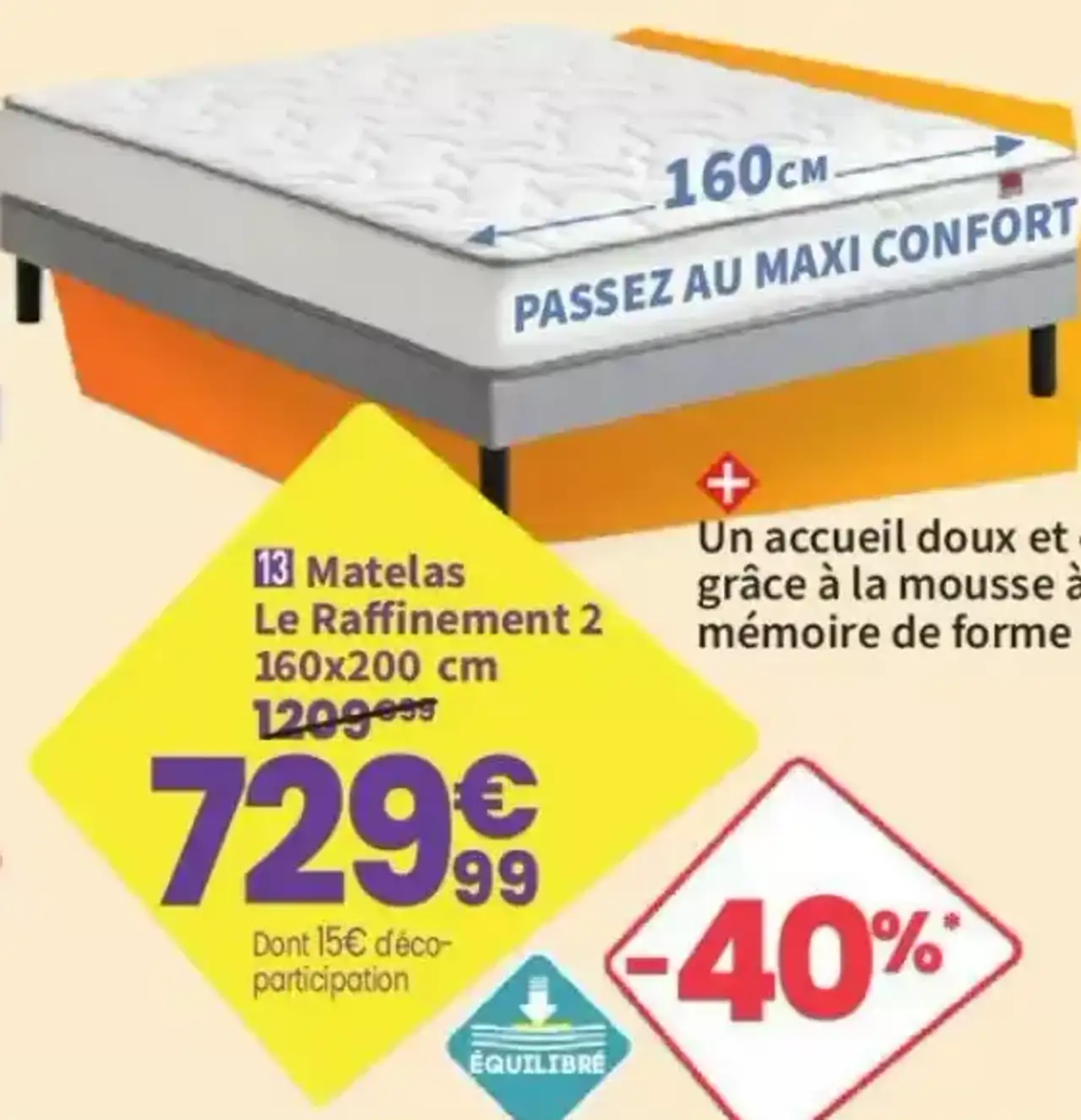 Epéda Matelas Le Raffinement 2 160x200 cm