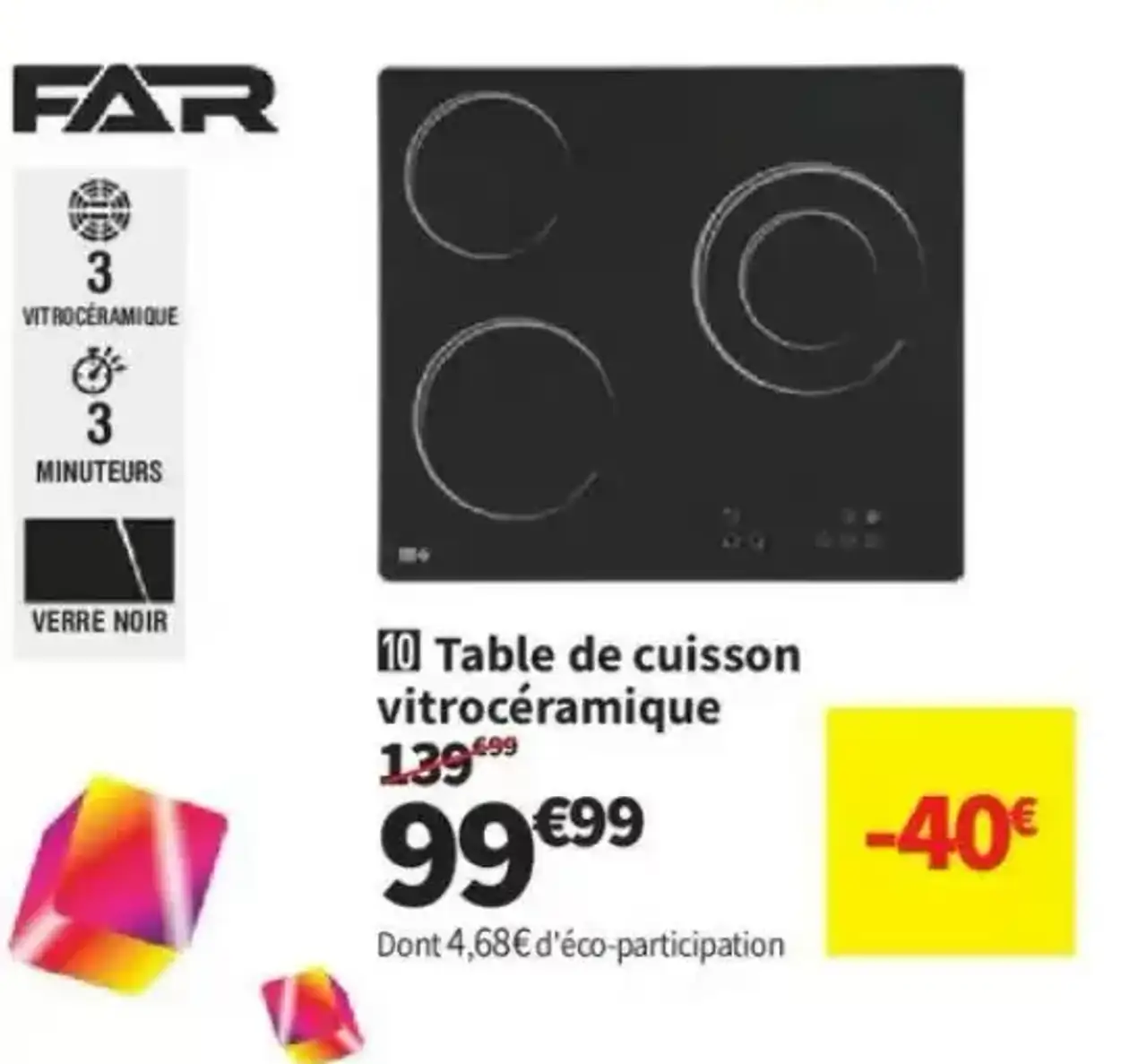 Table de cuisson vitrocéramique FAR