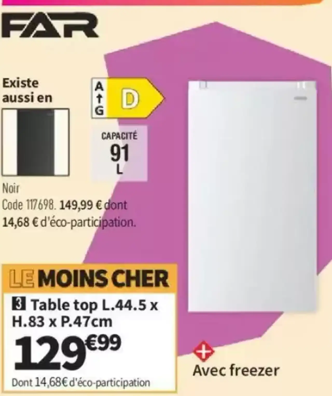 Réfrigérateur Table top FAR RTG926DW
