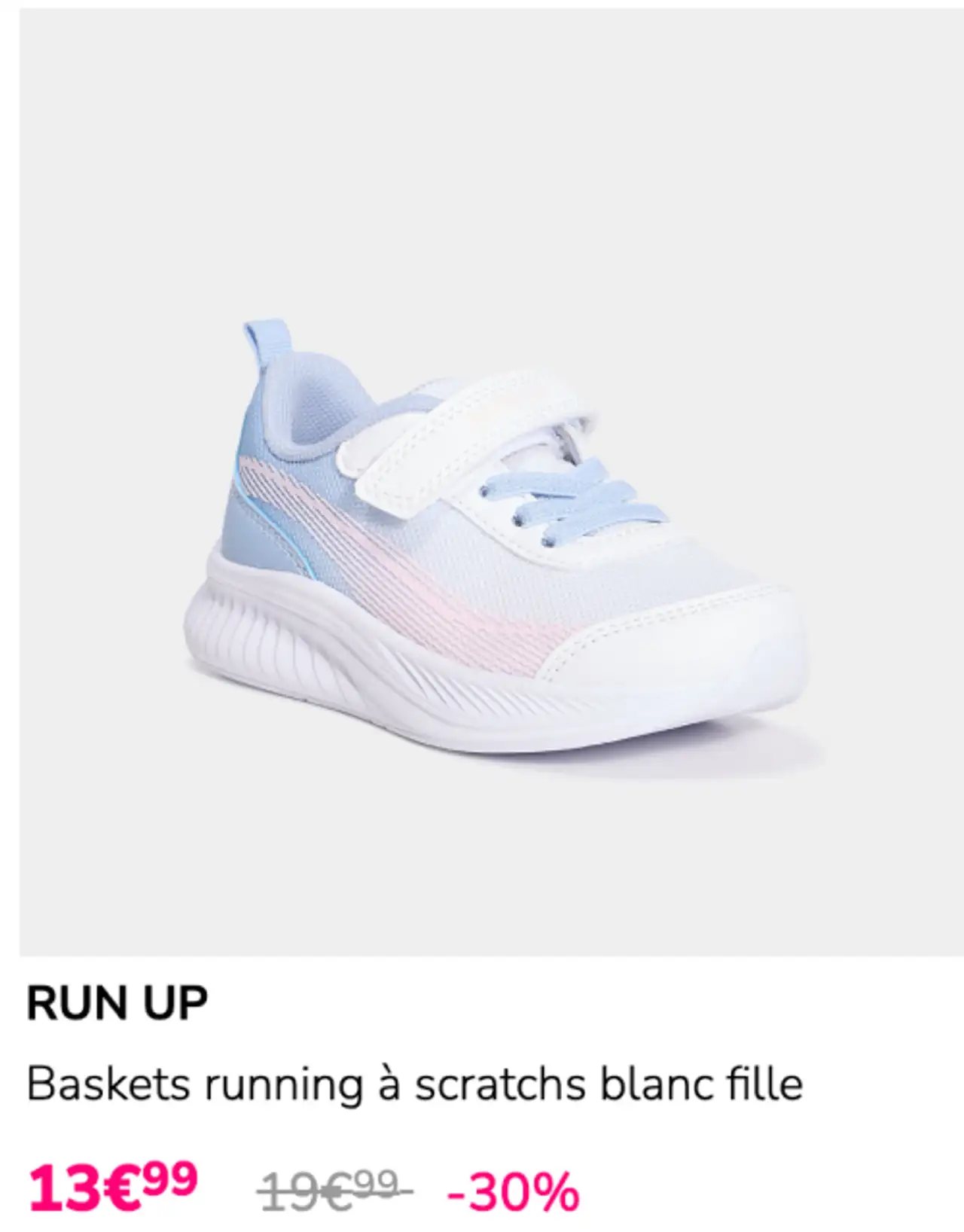 RUN UP Baskets running à scratchs blanc fille