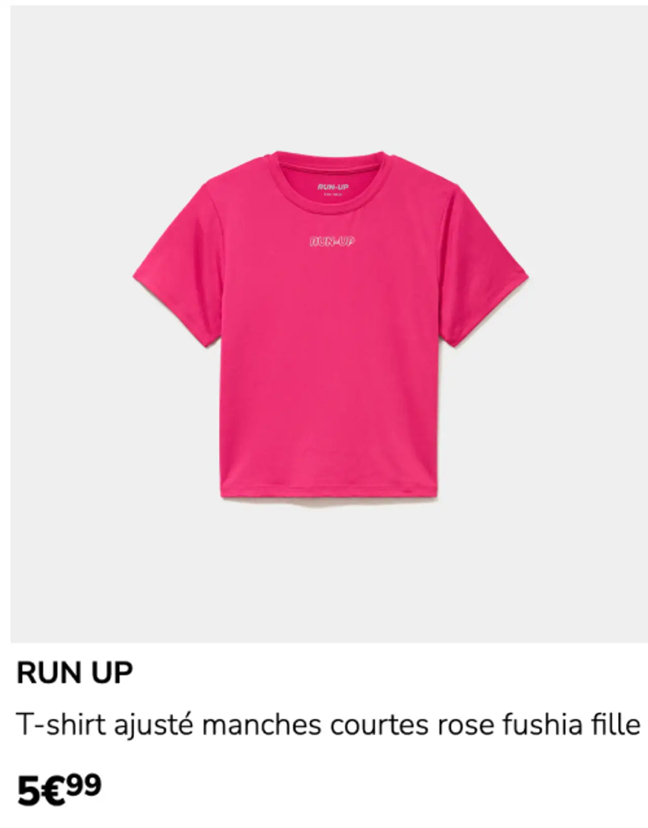 RUN UP T-shirt ajusté manches courtes rose fushia fille