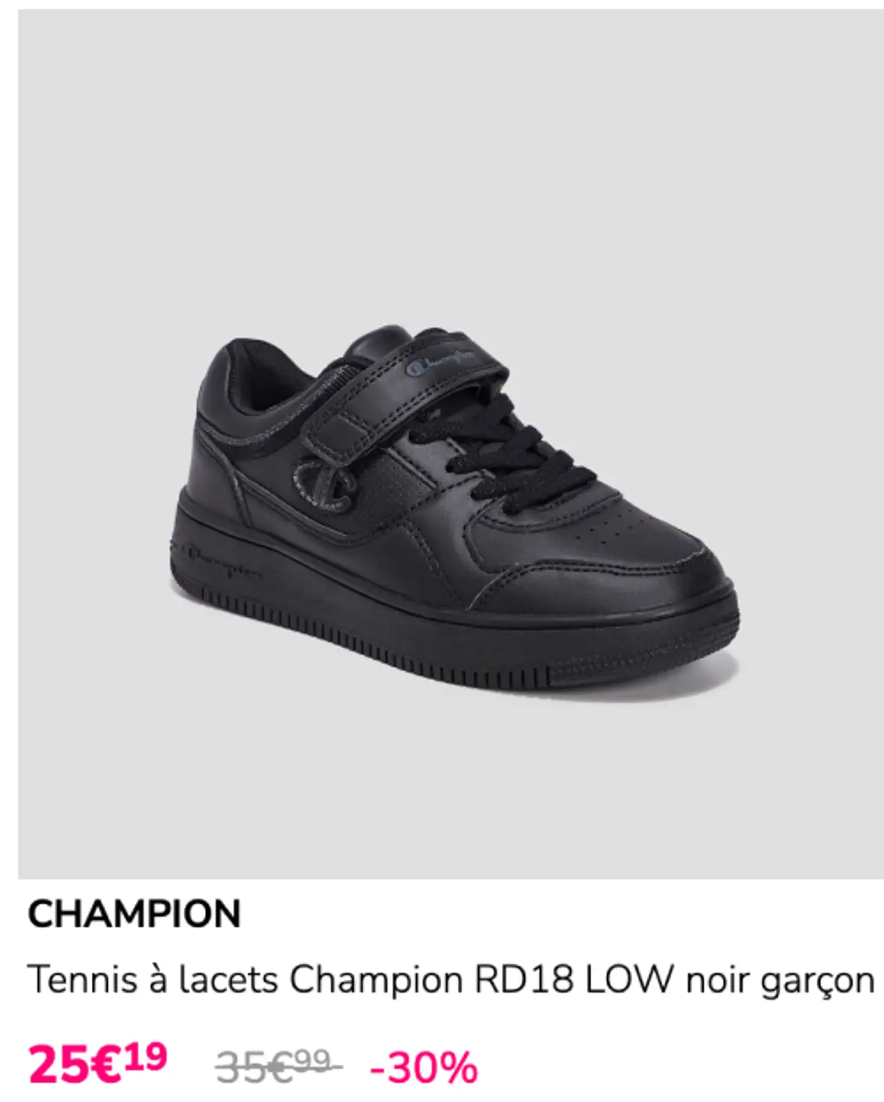 Tennis à lacets Champion RD18 LOW noir garçon