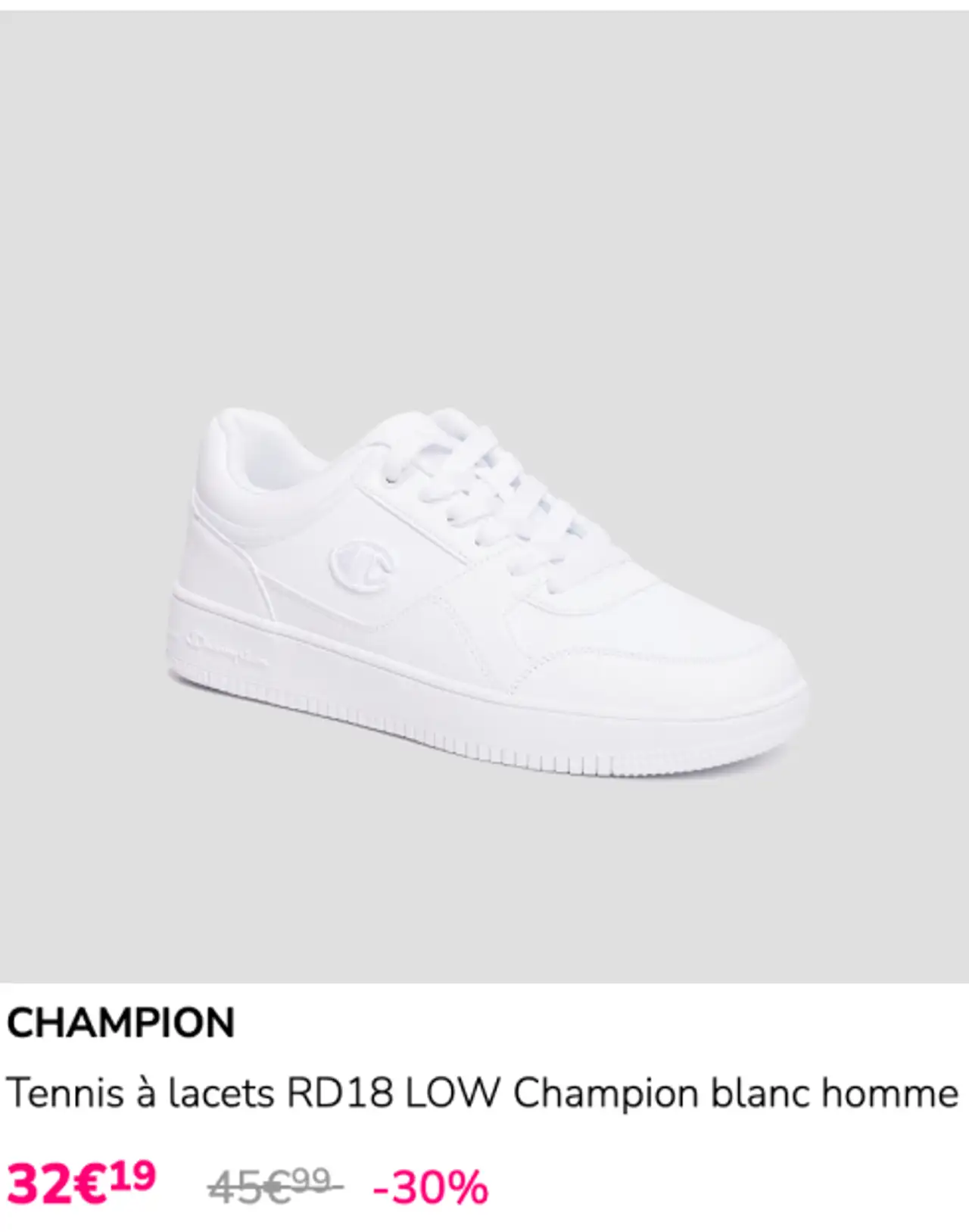 Tennis à lacets RD18 LOW Champion blanc homme CHAMPION