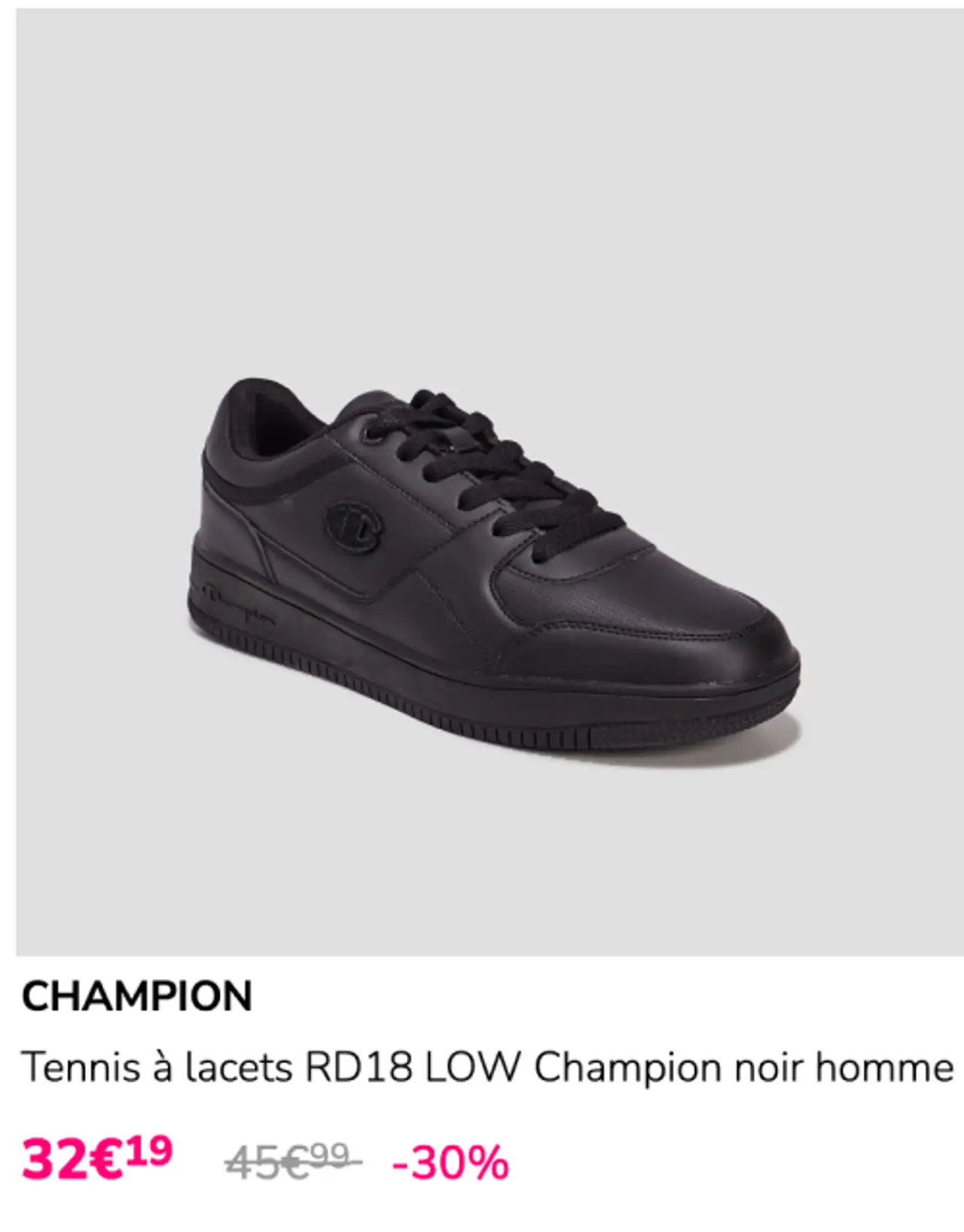 Tennis à lacets RD18 LOW Champion noir homme CHAMPION