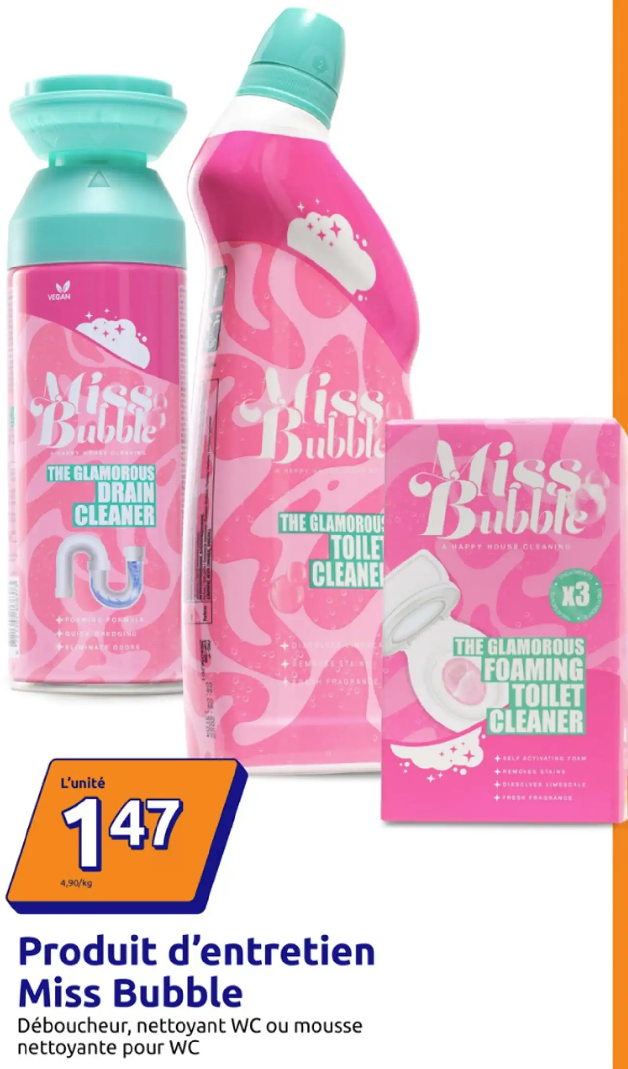 Produit d'entretien Miss Bubble Déboucheur, nettoyant WC ou mousse nettoyante pour WC