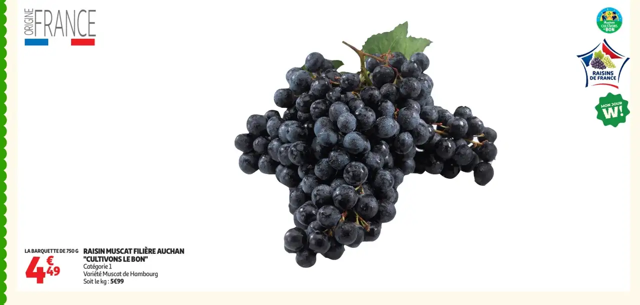 Raisin Muscat de Hambourg Filière Auchan "Cultivons le Bon"