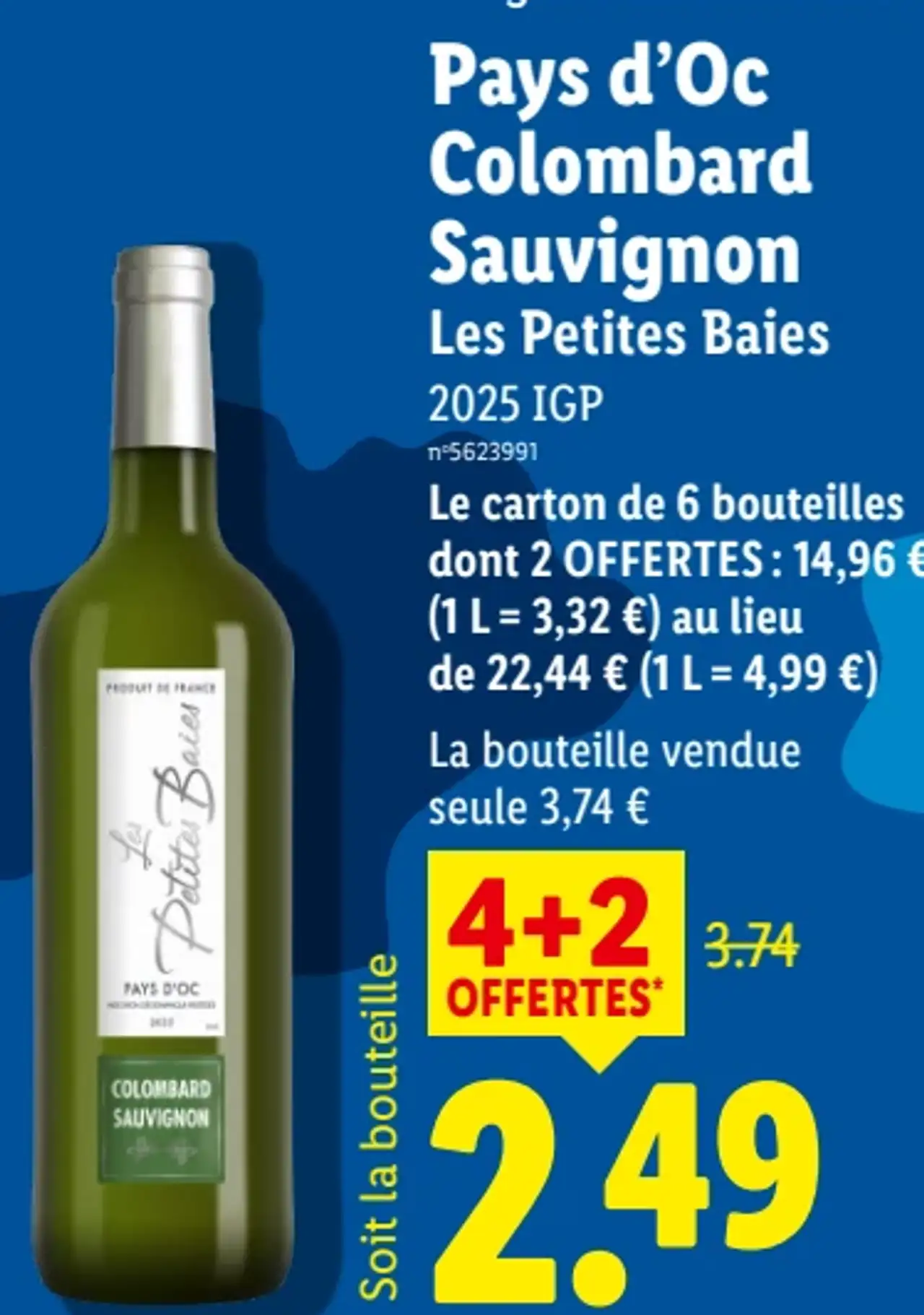 Vin blanc Pays d'Oc Colombard Sauvignon Les Petites Baies