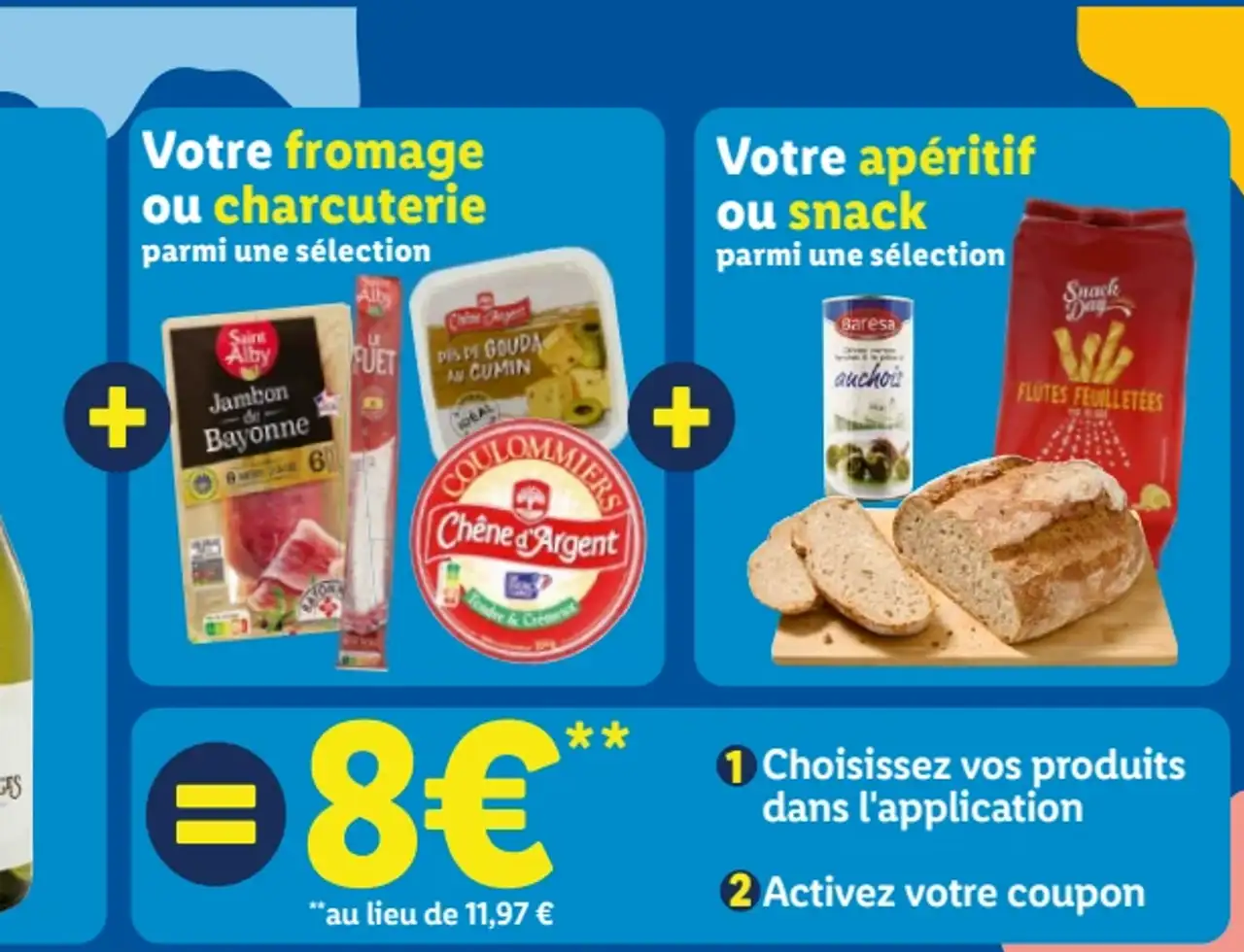 Sélection apéritif ou snack Lidl Plus (Baresa olives / Flûtes Feuilletées...)