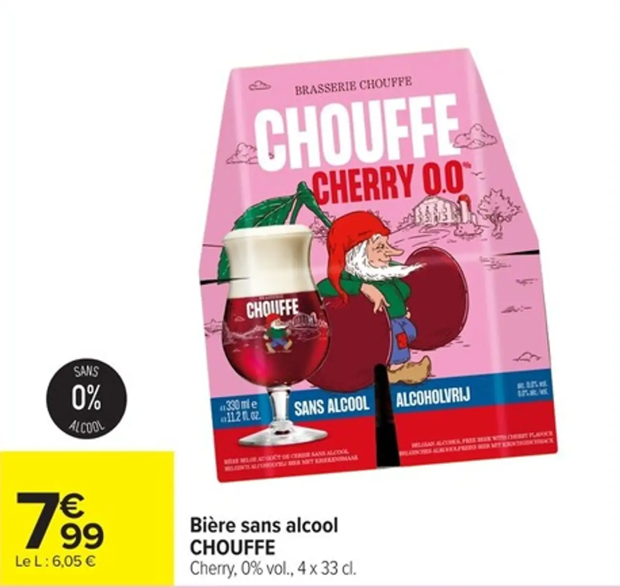 Bière sans alcool CHOUFFE Cherry, 0% vol.