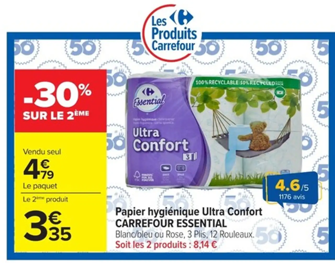 Papier hygiénique Ultra Confort CARREFOUR ESSENTIAL