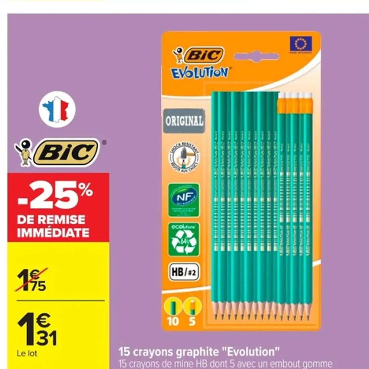 BIC Evolution 15 crayons graphite "Evolution"