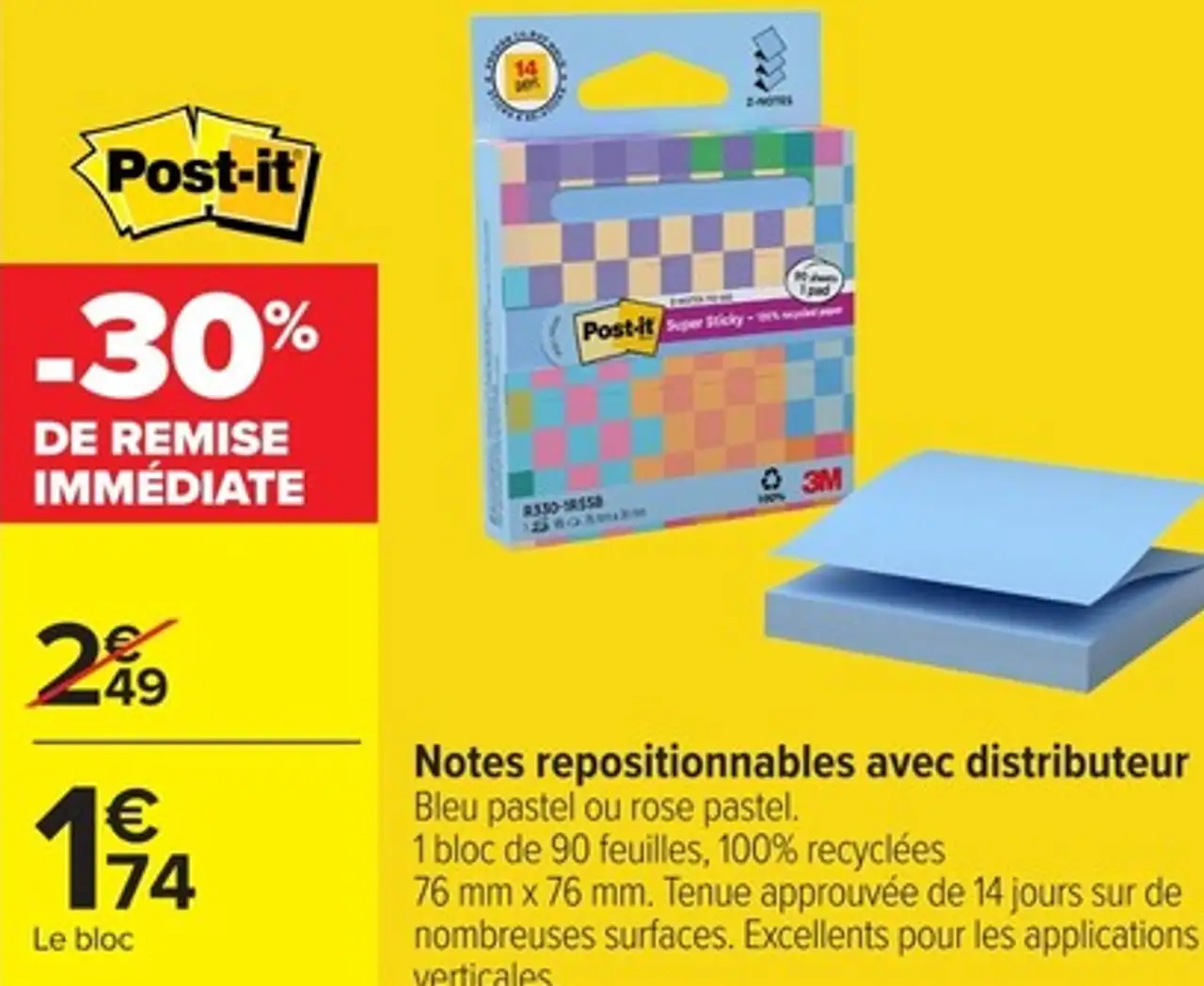 Notes repositionnables avec distributeur Post-it