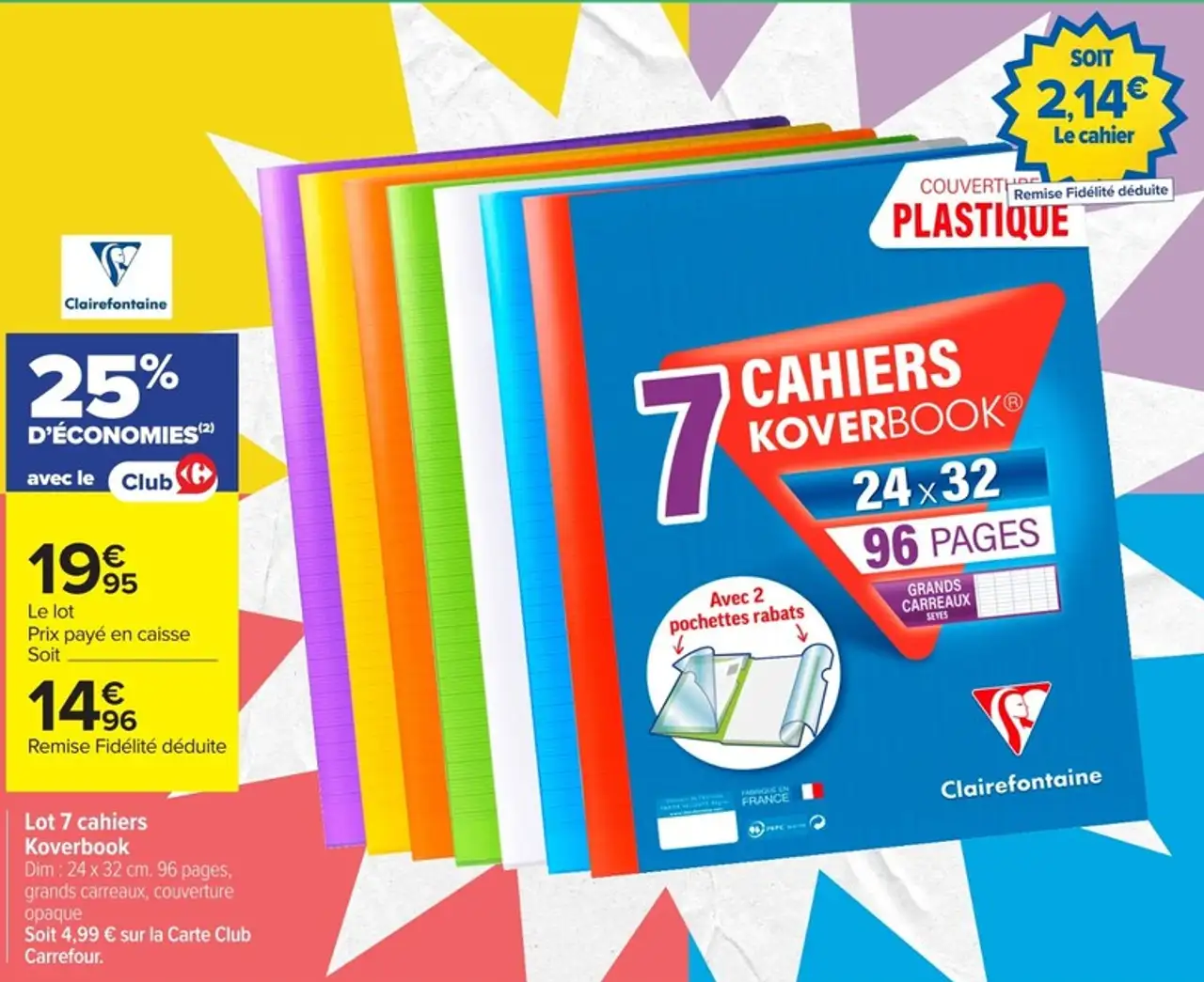 Lot 7 cahiers Koverbook Clairefontaine