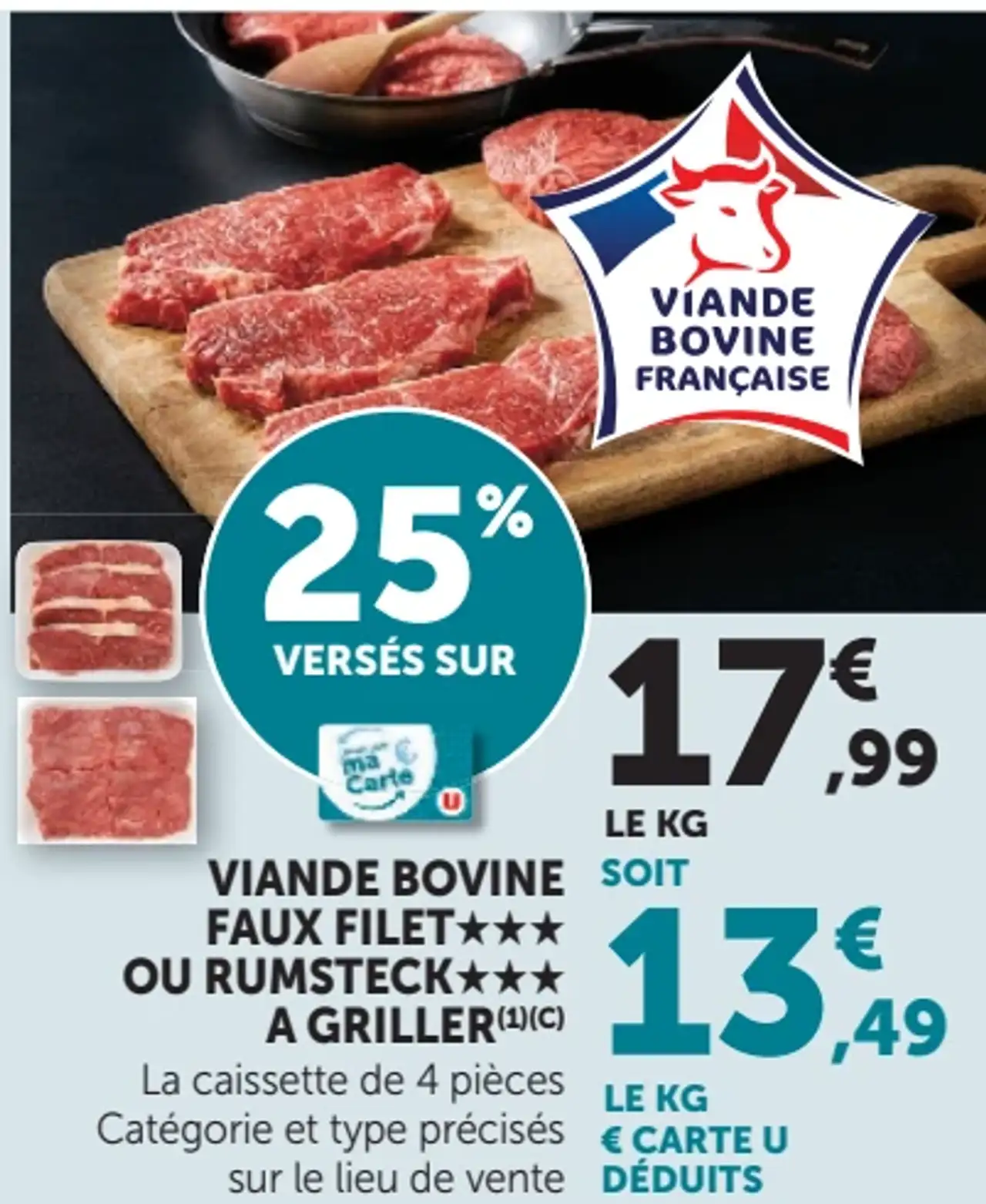Viande Bovine Faux filet*** ou Rumsteck*** à griller