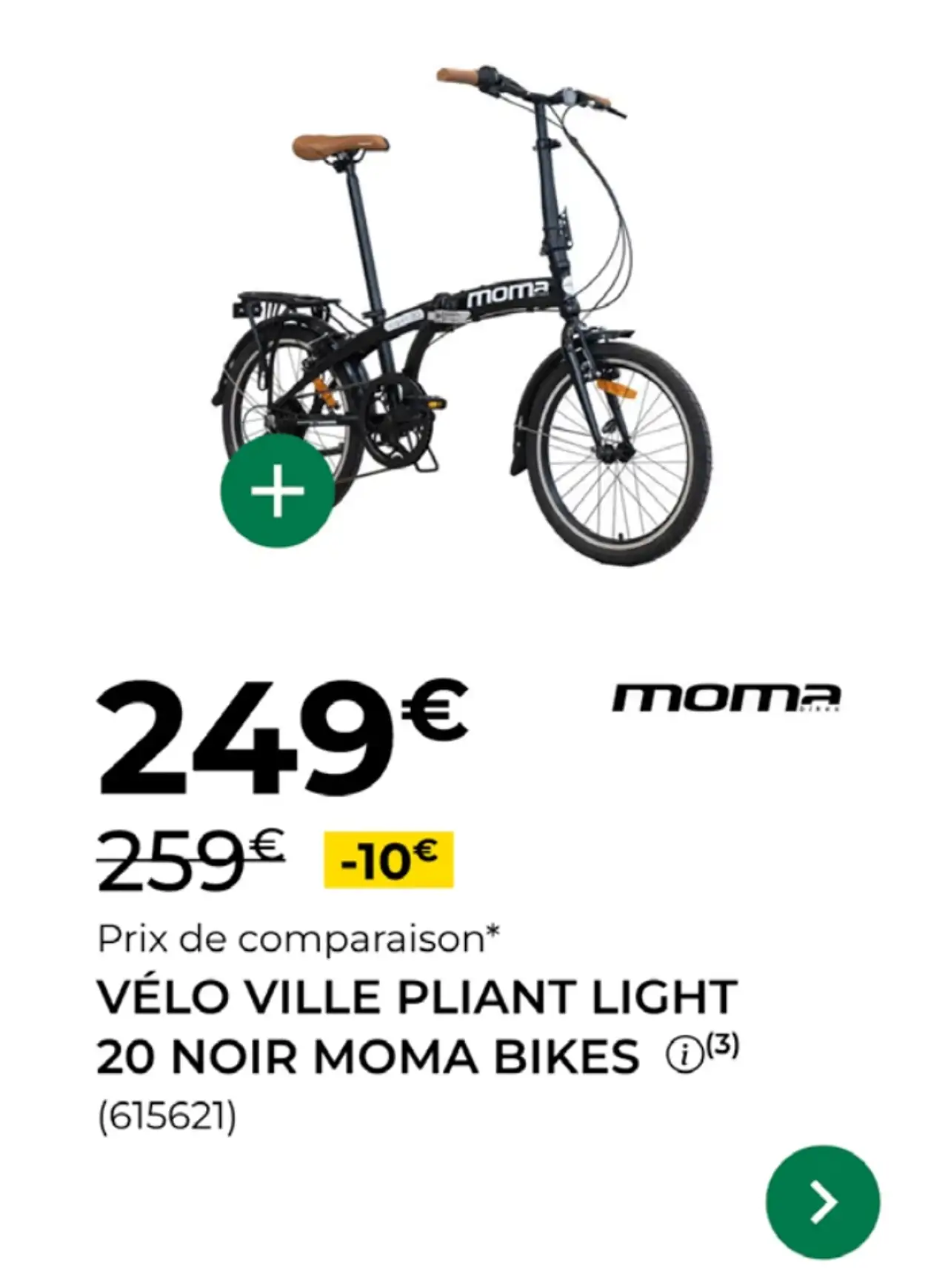 Vélo ville pliant Light 20 Noir Moma Bikes