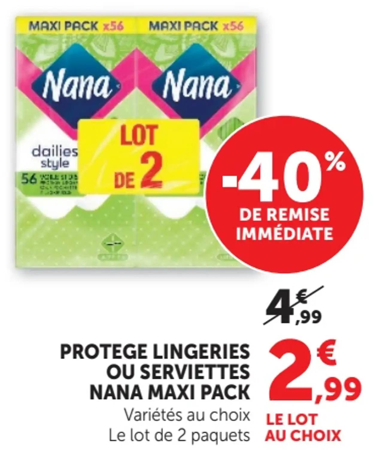 Protège lingeries ou serviettes Nana Maxi Pack Variétés au choix