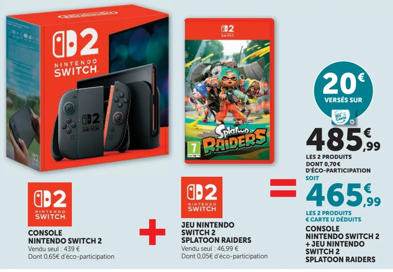 Console Nintendo Switch 2 + Jeu Nintendo Switch 2 Splatoon Raiders