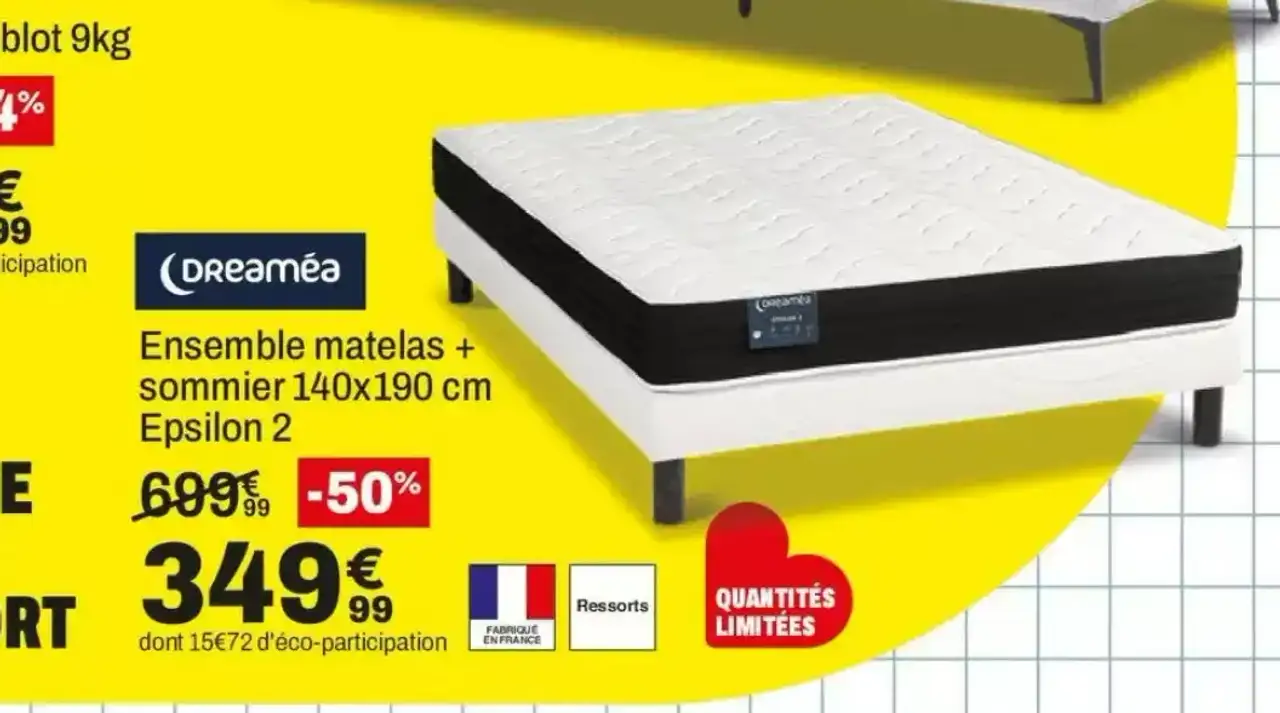 Ensemble matelas + sommier 140*190 cm Epsilon 2