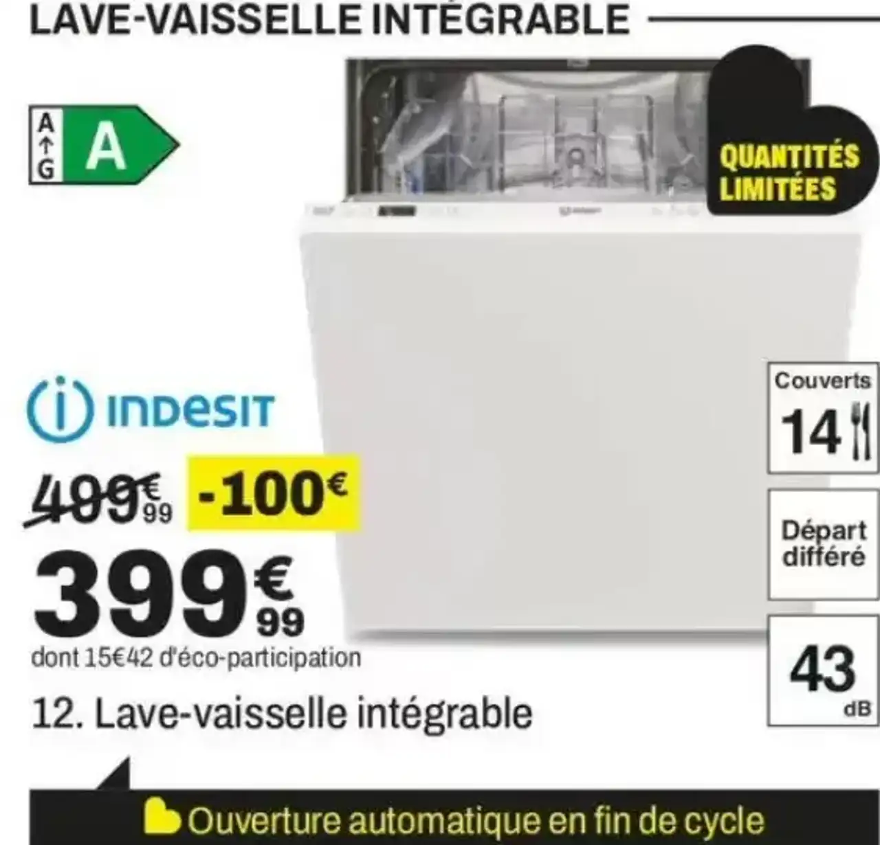 Indesit Lave-vaisselle intégrable IN2IFA14B3N60